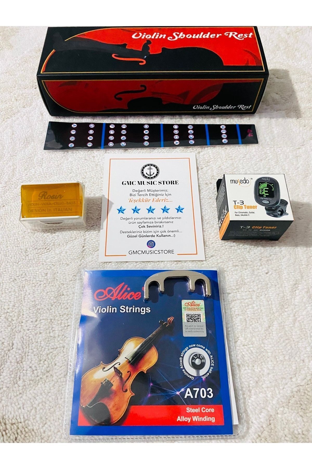 GMC MUSIC STORE-Vivaldi Vl904 4/4 Violin Full Set! (PILLOW, SILENCER, SPARE STRING, VIOLIN KEYBOARD STICKER, TUNER) 5