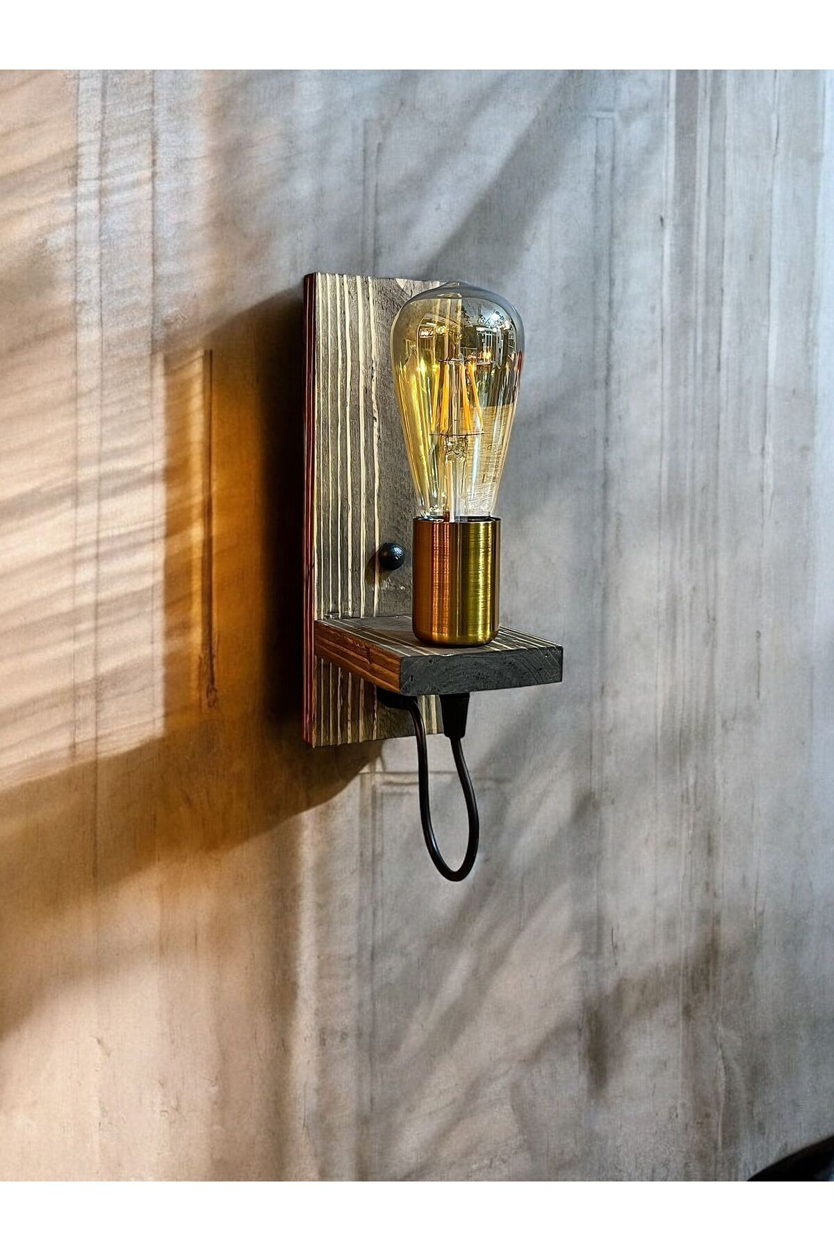 ONUR AVİZE-Retro Rustic Wooden Antique Wall Sconce 3