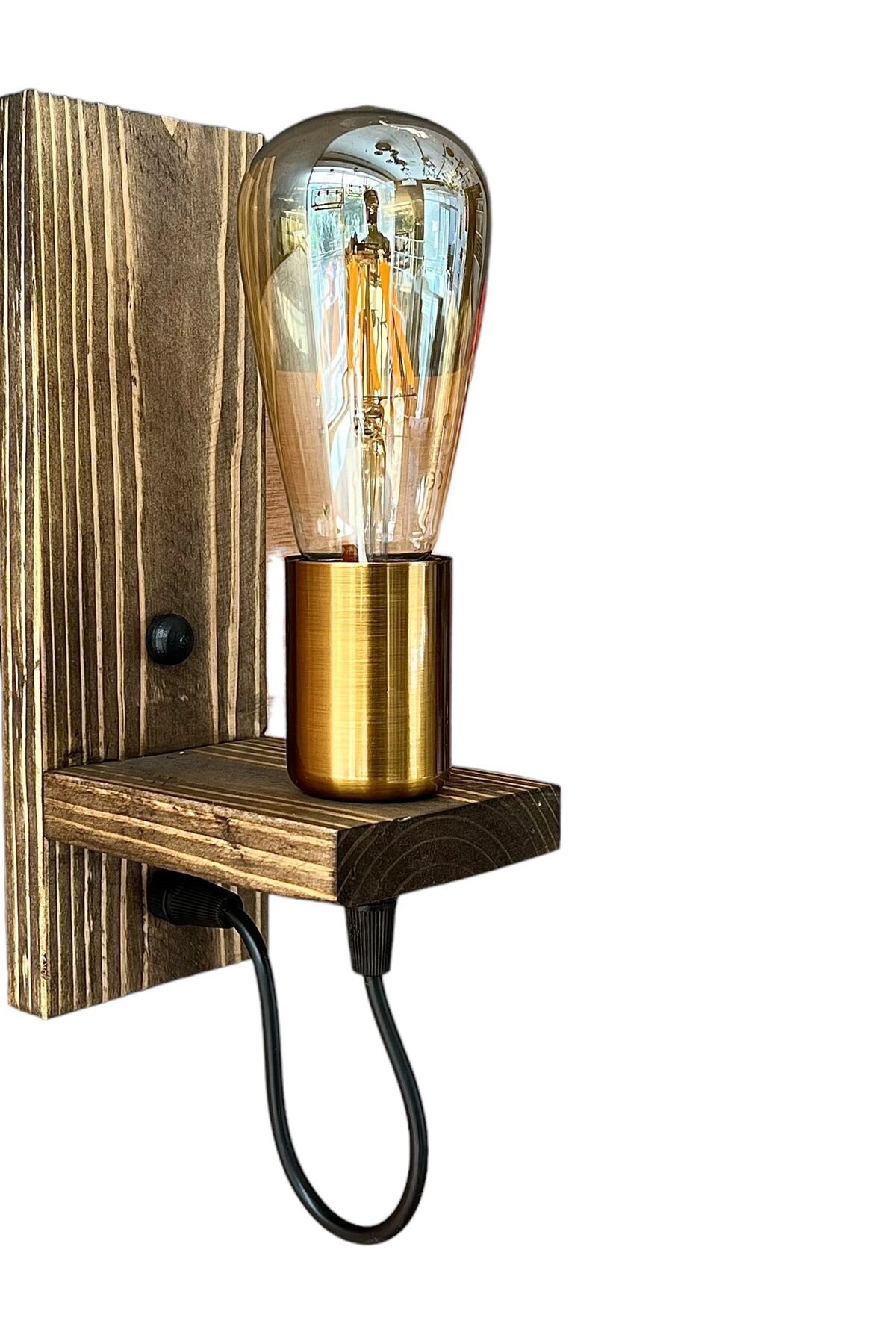 ONUR AVİZE-Retro Rustic Wooden Antique Wall Sconce 4