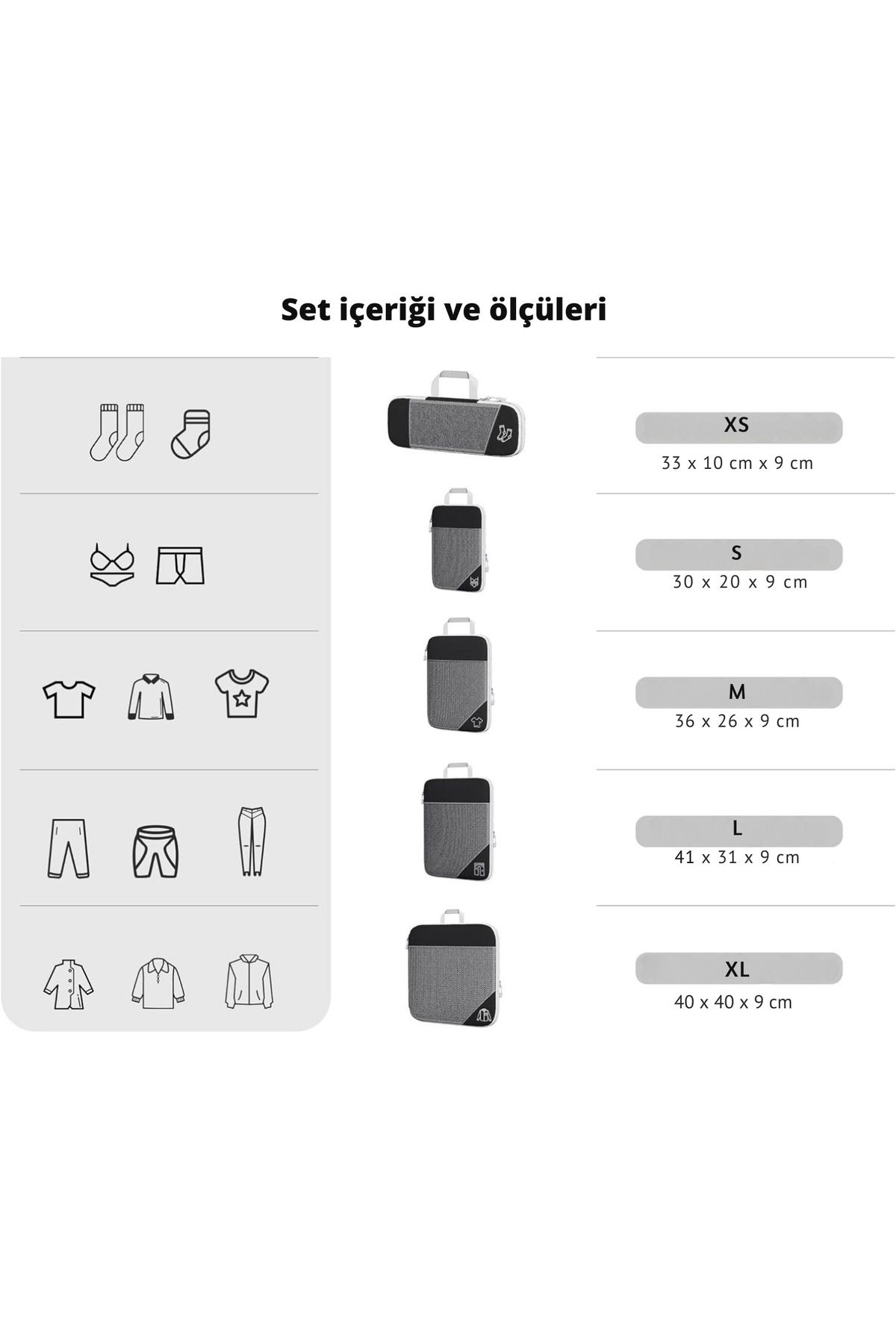 ZENİTH-Set of 5 Pink and Travel Compressible Zippered Smart Suitcase Organizer 5