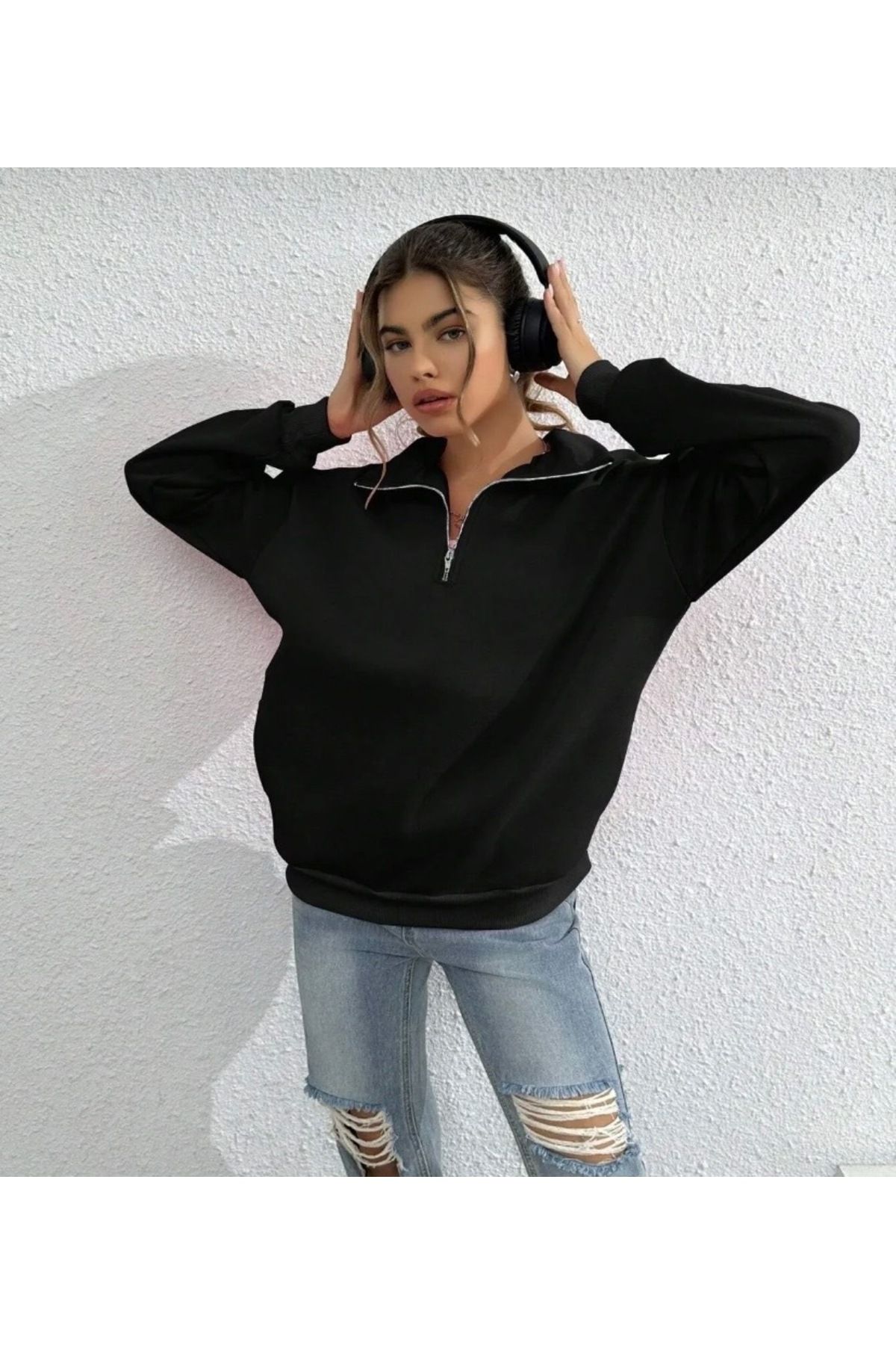 sweat short cosaque à moitié noir avec une fermeture éclair