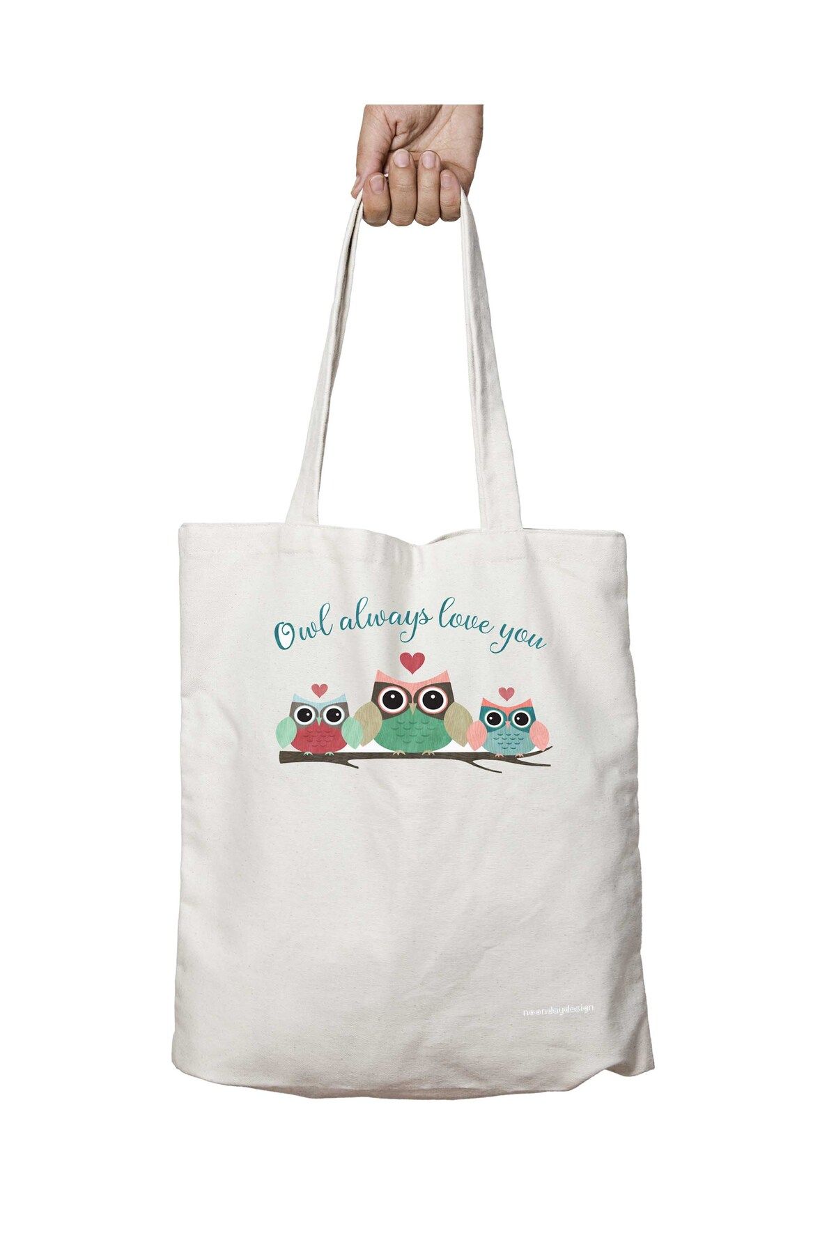 ART HEDİYE Owl Always Love You - Geantă De Umăr Pentru Școală Și Plajă, Lavabilă, Imprimată Permanent Unisex - One Size