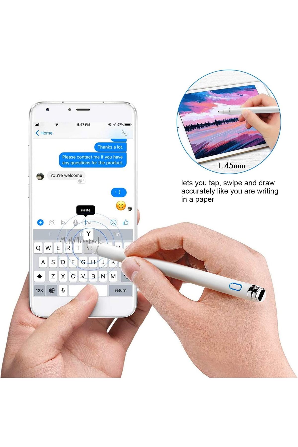 m.tk moveteck-Huawei Compatible Stylus Writing Drawing Lesson Tablet Pen Touch Smart Active Sensitive Sensitive 4