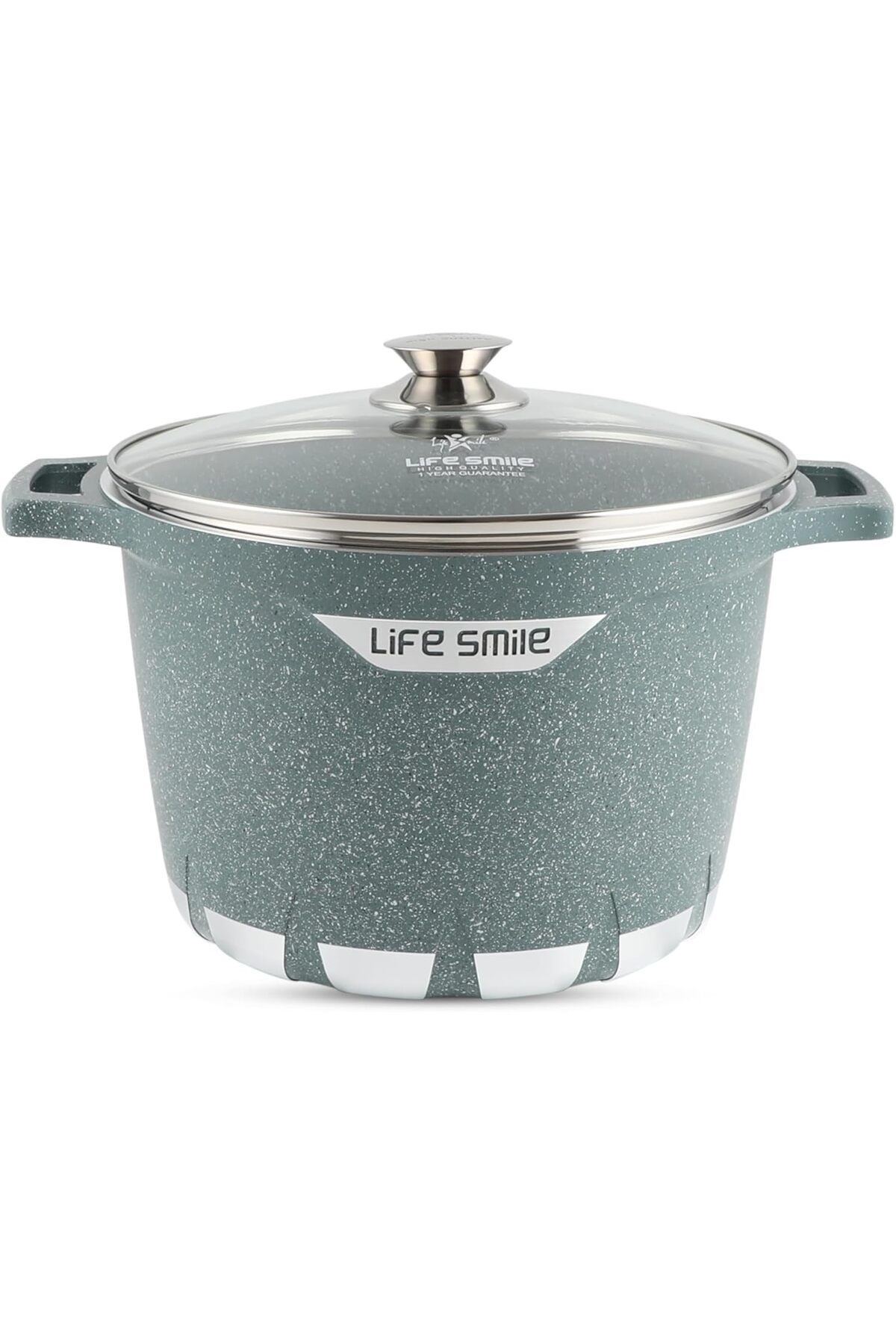 Lifesmile-Granite Deep Cooking Pot With Glass Lid Fixed Handle Non-Stick Granite Coating 28CM (11 Liters) 1
