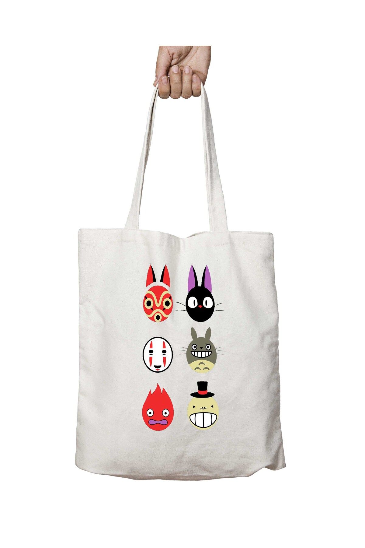 ART HEDİYE Studio Ghibli - Geantă Imprimată Lavabilă Totoro Iconic Faces, Durabilă Pe Două Fețe Unisex - One Size
