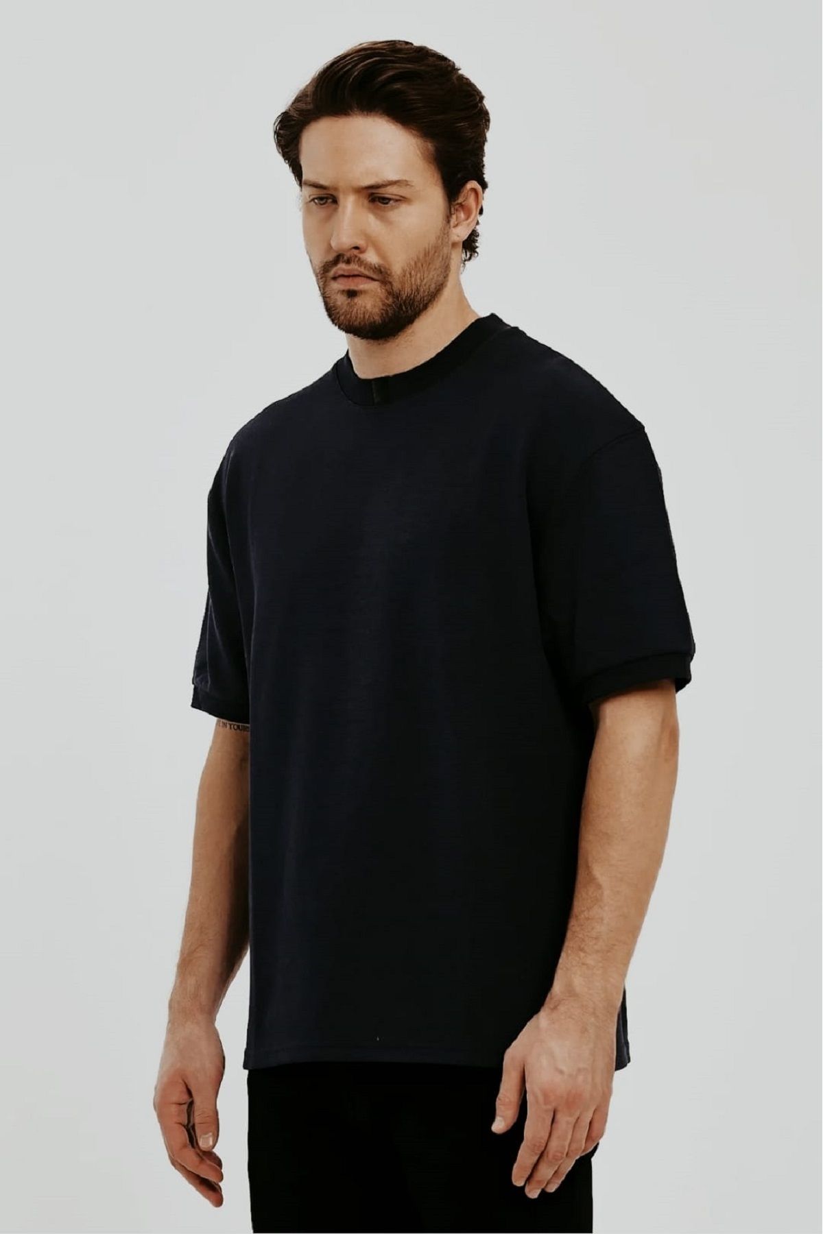 Rodi Jeans-Men's Black Oversize CoTTon T-Shirt - Crew Neck, Two Thread, 100% CoTTon 3
