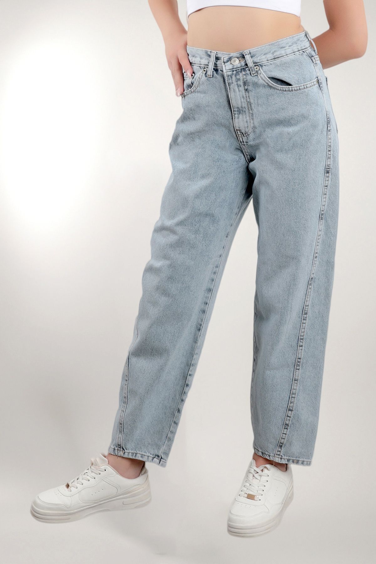 John Borners-Jb BoYfriend Jeans - Ice Blue, 100% Cotton, Shrinkable Leg, Snow Washing - P78 2