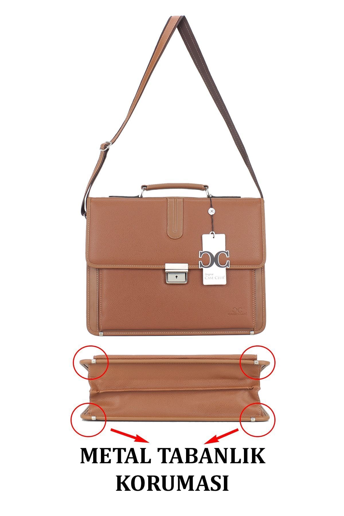 Case Club-Men's Briefcase with Lock Mechanism File Compatible Shoulder Strap 5