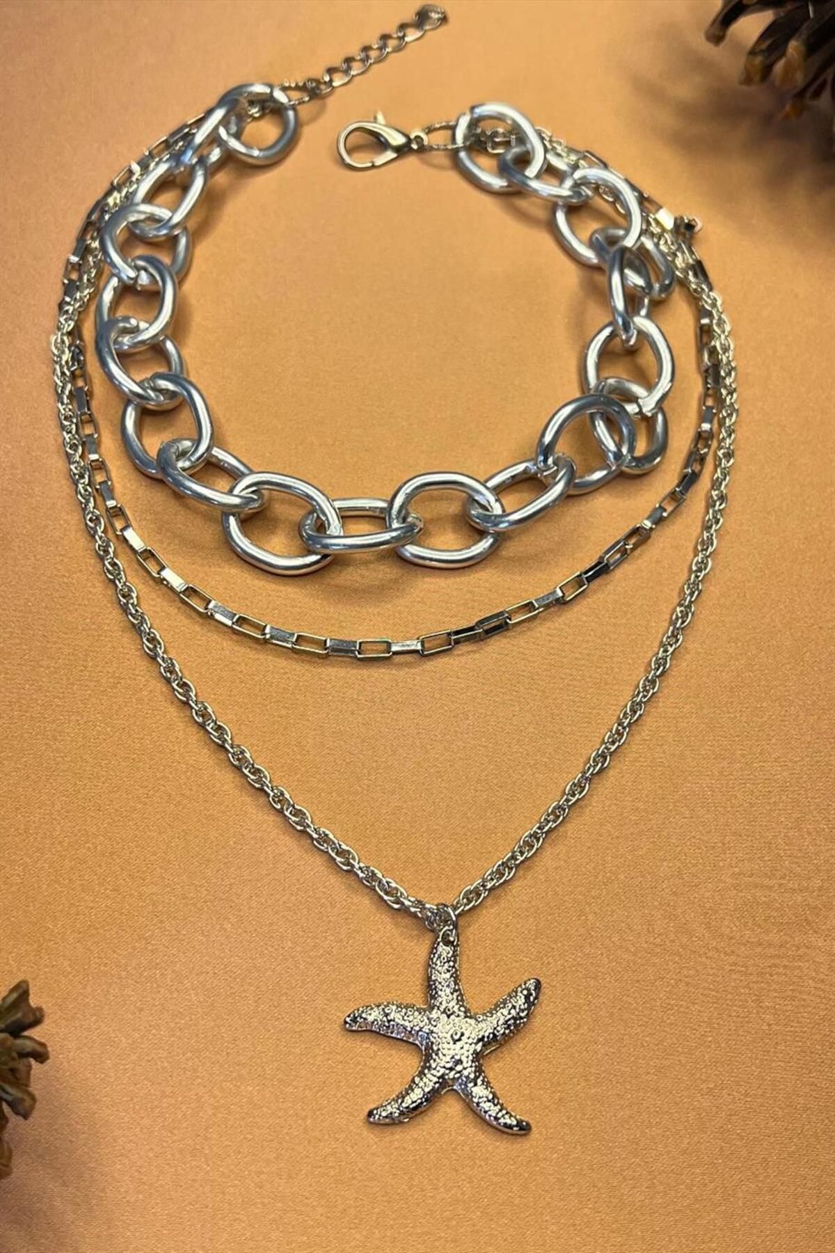 Multi Silver Color Necklace with Starfish Detail