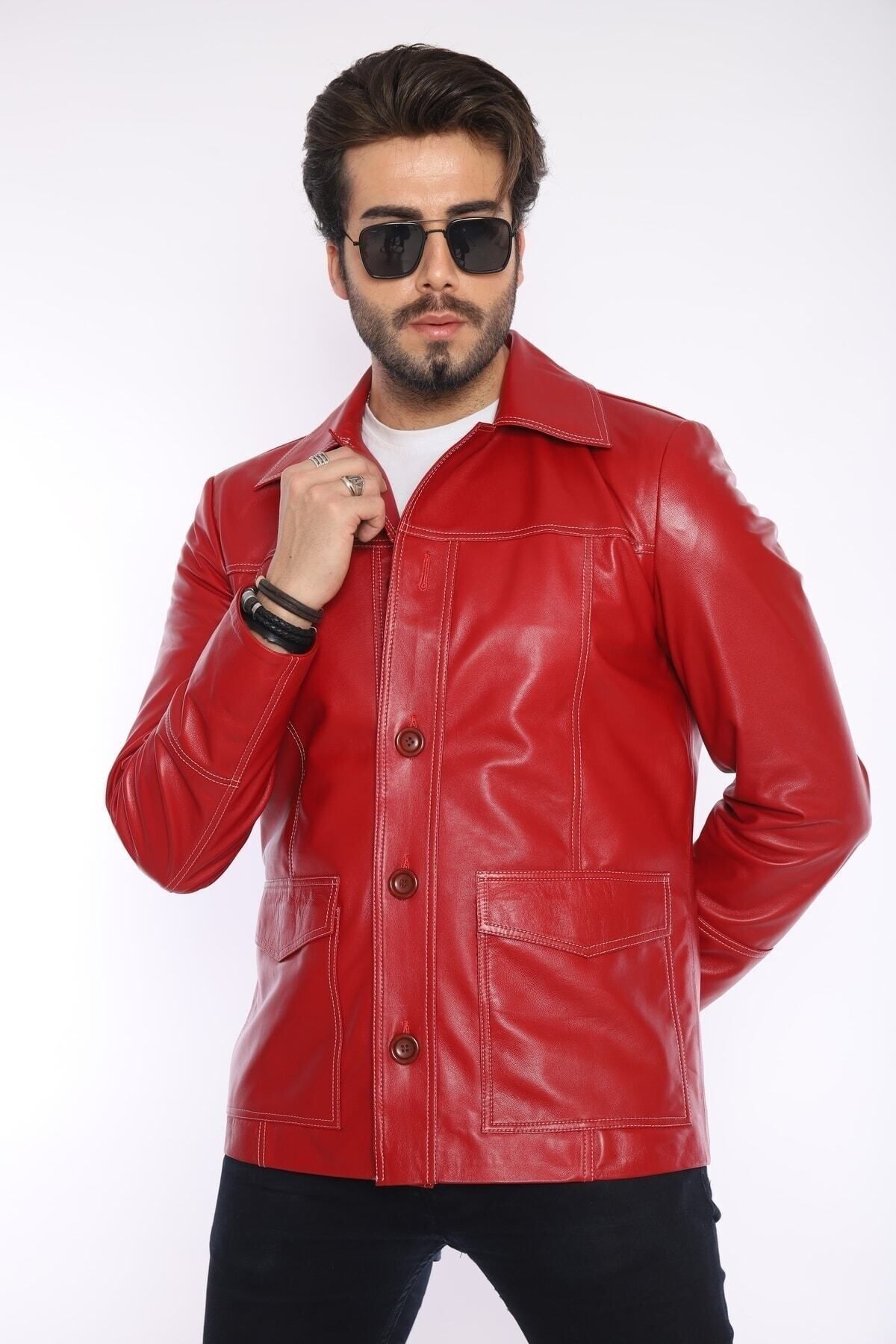 Tyler durden red leather jacket outlet