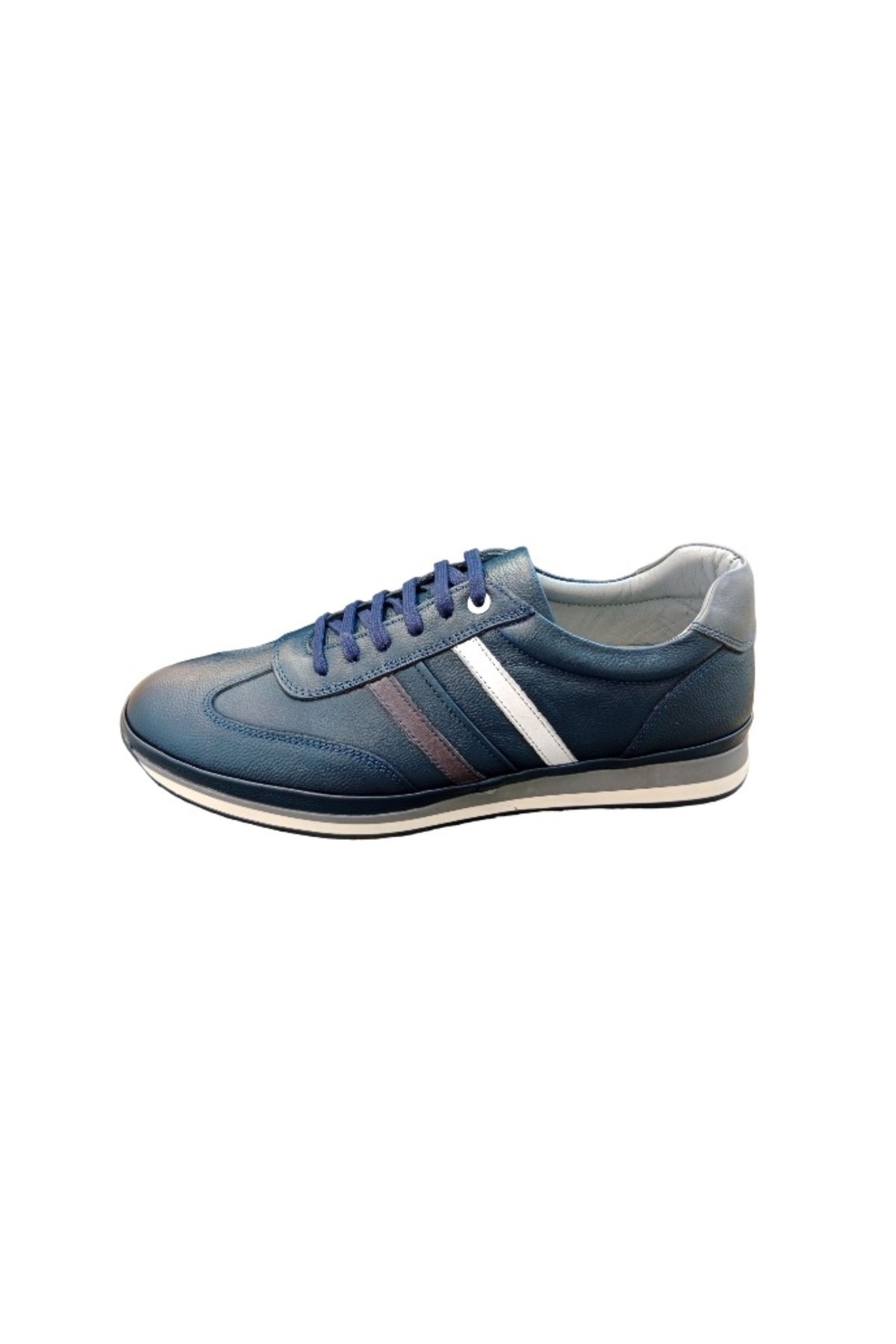Luis Figo-4444 Navy Blue Genuine Leather Men's Sneakers 4