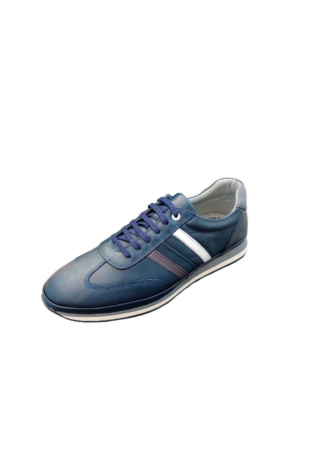 Luis Figo-4444 Navy Blue Genuine Leather Men's Sneakers 5