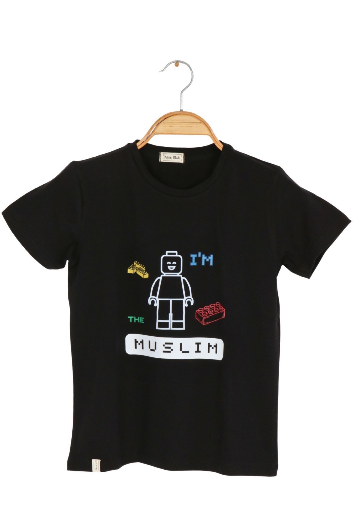 Erkek Çocuk Kısa Kollu Bisiklet Yaka "I Am The Muslım" Oyun Baskılı Tişört Mevsimlik Pamuklu
