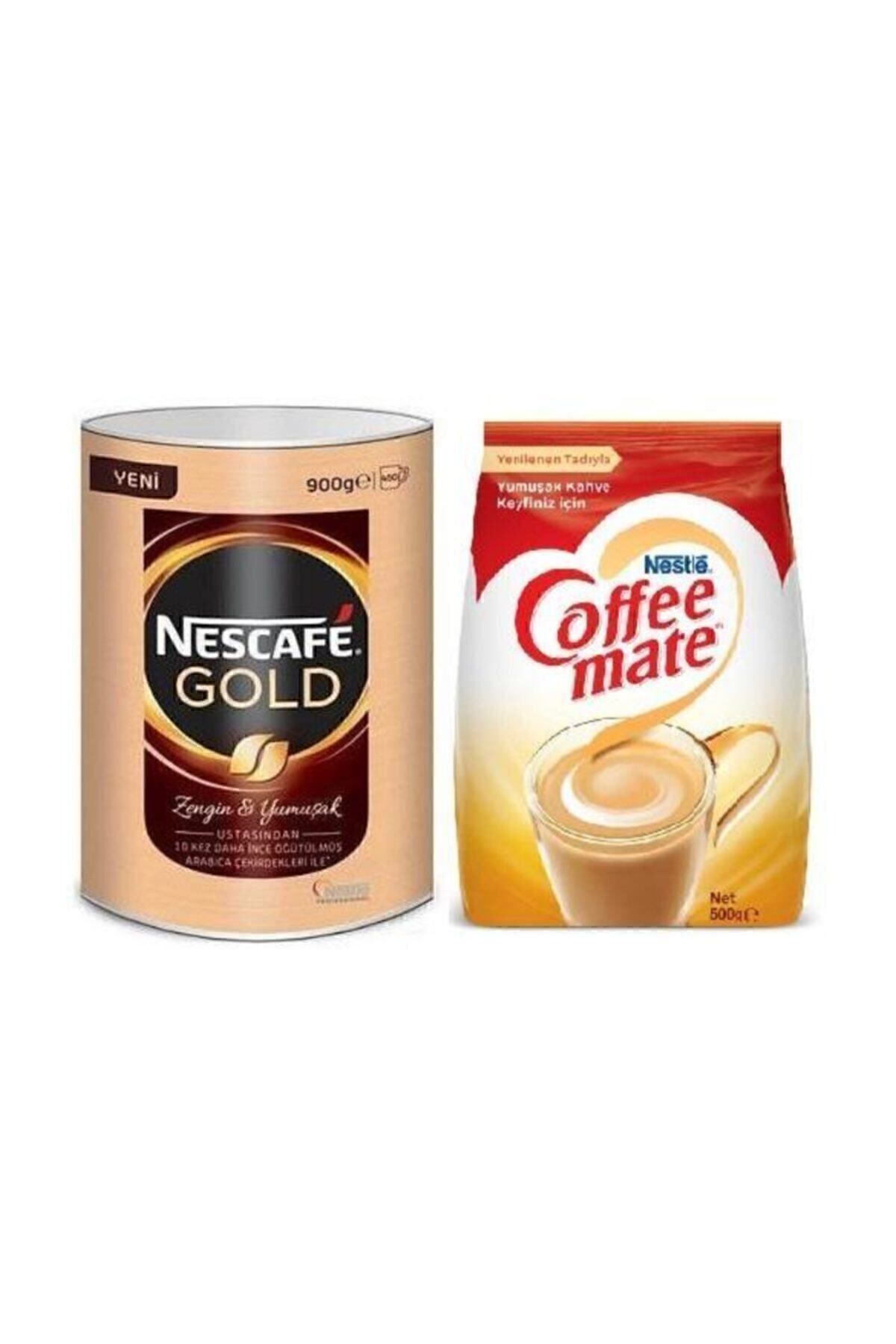 Nescafe Gold Kahve 900g + Coffe Mate 500g.