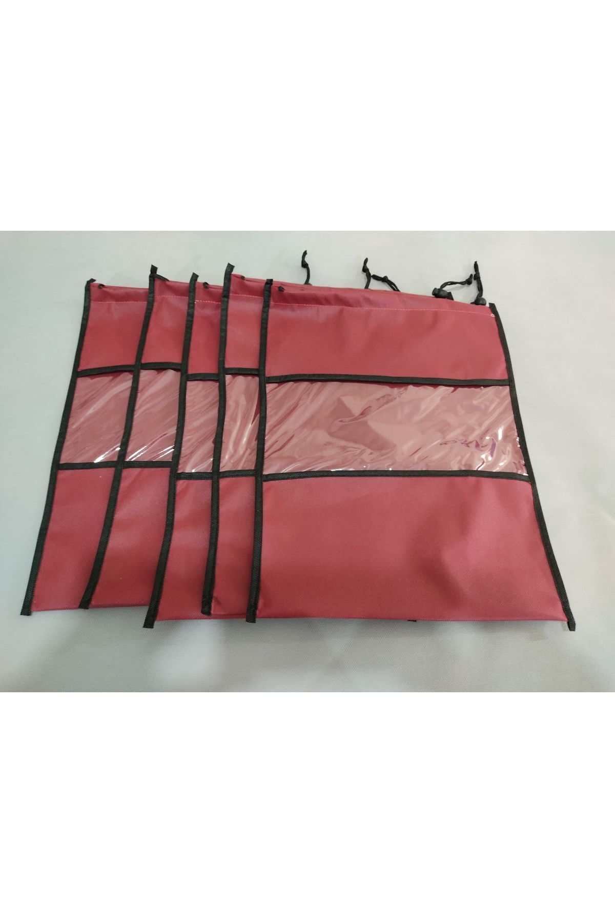 Ayakkabı torbası, Şeffaf Pencereli, saklama, koruyucu kılıf, seyahat için çamaşır torbası 5 ad., Bordo Renk