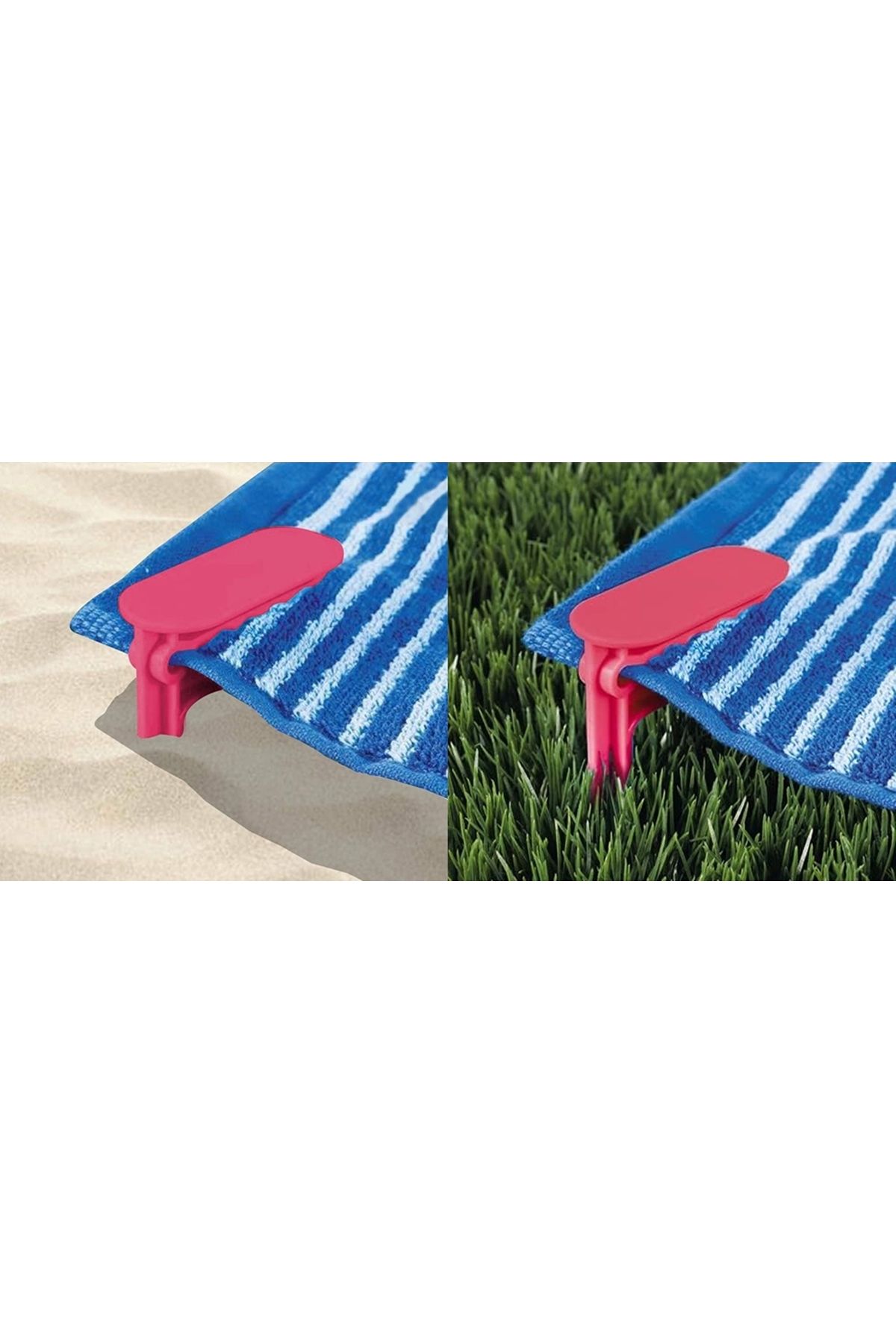 Boldy-Set of 2 Towels and Stakes - for Beach and Peg - Piled Stabilizer - Towel Holder 6
