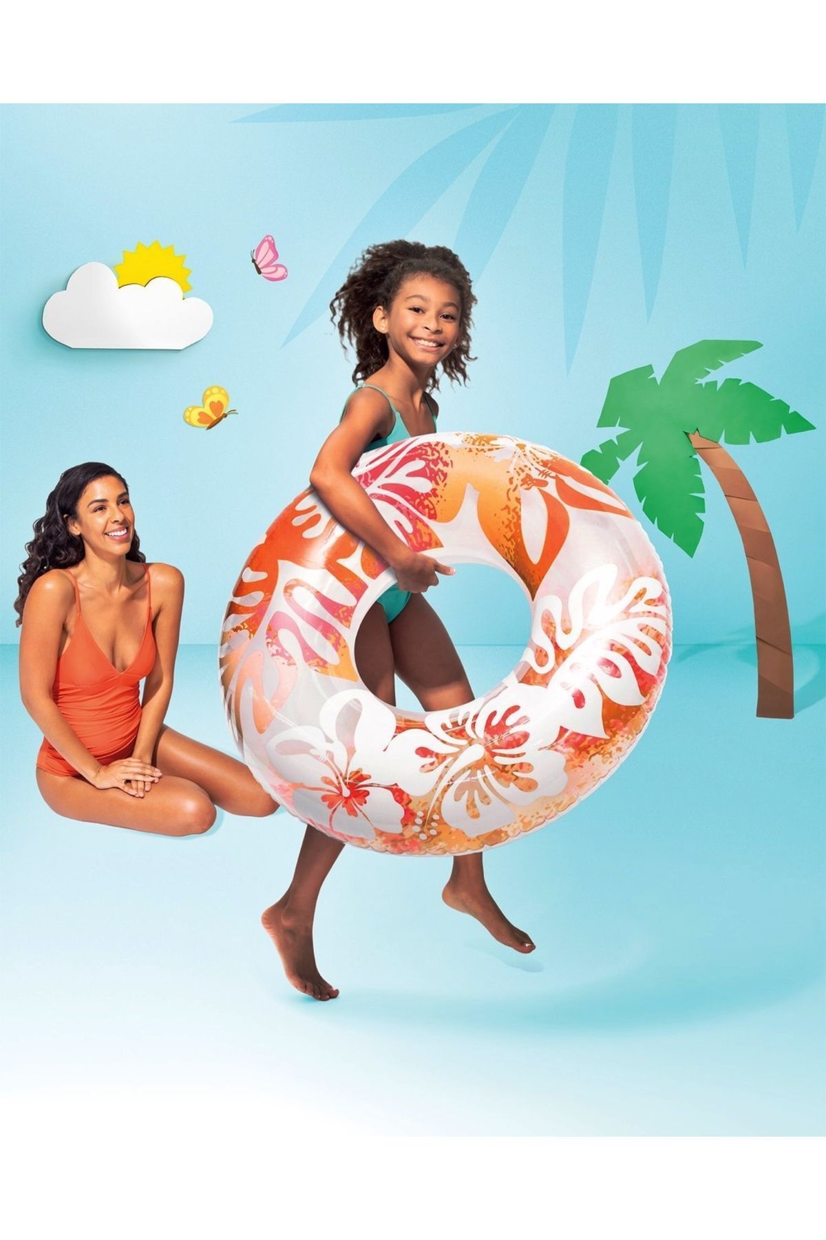 Intex-91 cm Wide Inflatable Bagel with Leaf and Flower Pattern 2