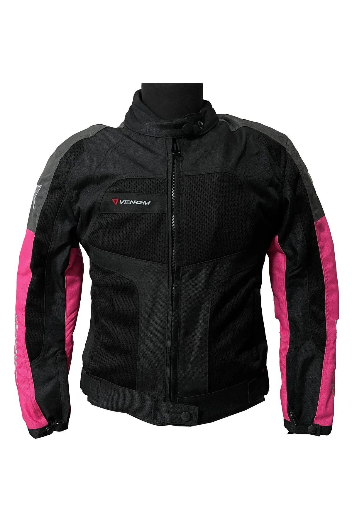 VENOM Dynamic Kadın 4 Mevsim Siyah-pembe Motosiklet Montu (KALIPLAR DARDIR BÜYÜK SİPARİŞ VERİNİZ)