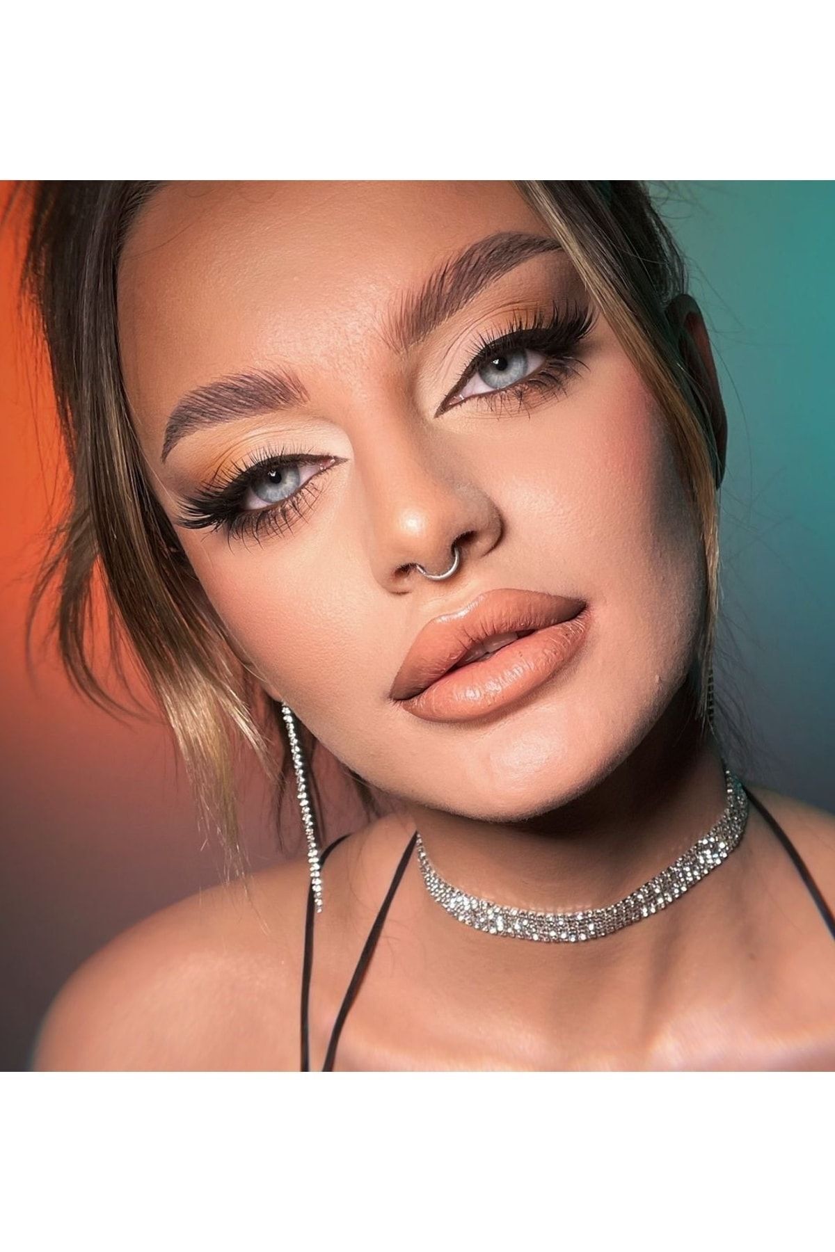 Zirkon Taşlı Chocker Tasma Kolye Ve Su Yolu Küpe Takı Takımı Seti 3