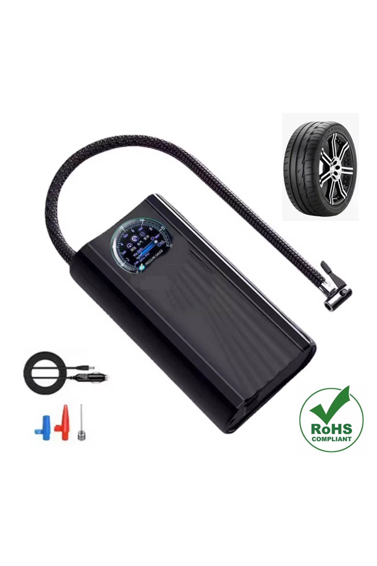Tisul SLİM Siyah MODEL Göstergeli Oto Araç Profesyonel Hava Pompası Kompresör Mini Lastik Şişirme Pompası