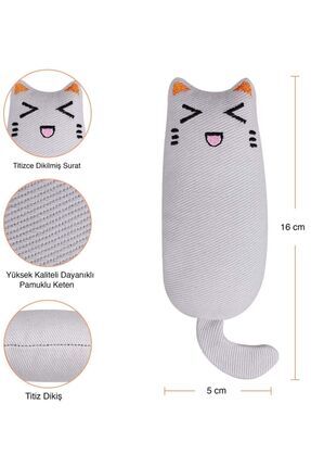 Petish Gri Renk Çıngıraklı Kedi Otlu Kedi Oyuncağı