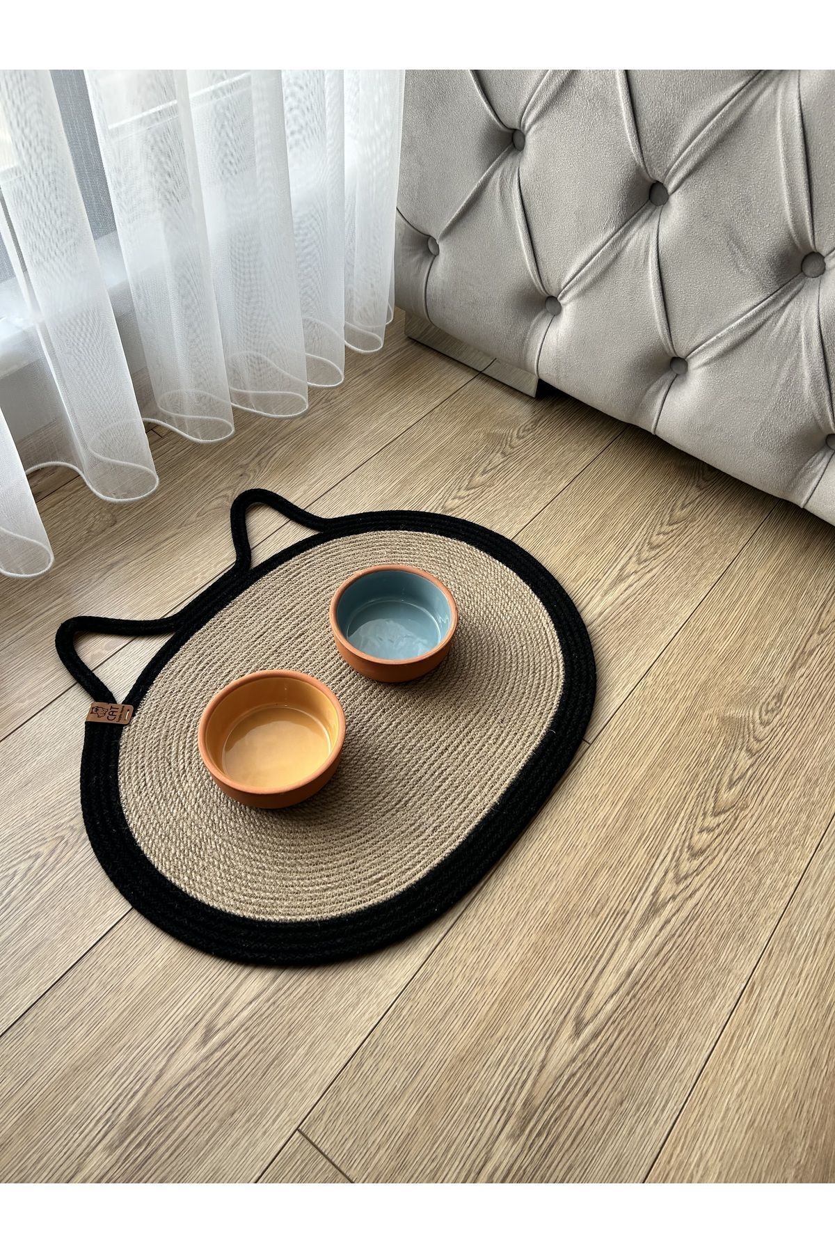 Supplo home Siyah Evcil Hayvan Kedi Mama Paspası Sunum Ve Supla Yatak Önü Paspası Kedi Aksesuar Paspas