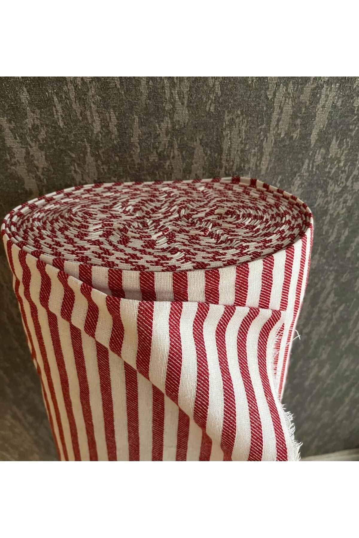 KAMİZ-Striped Linen Fabric - Red Washed Striped Linen 100x230 cm 5