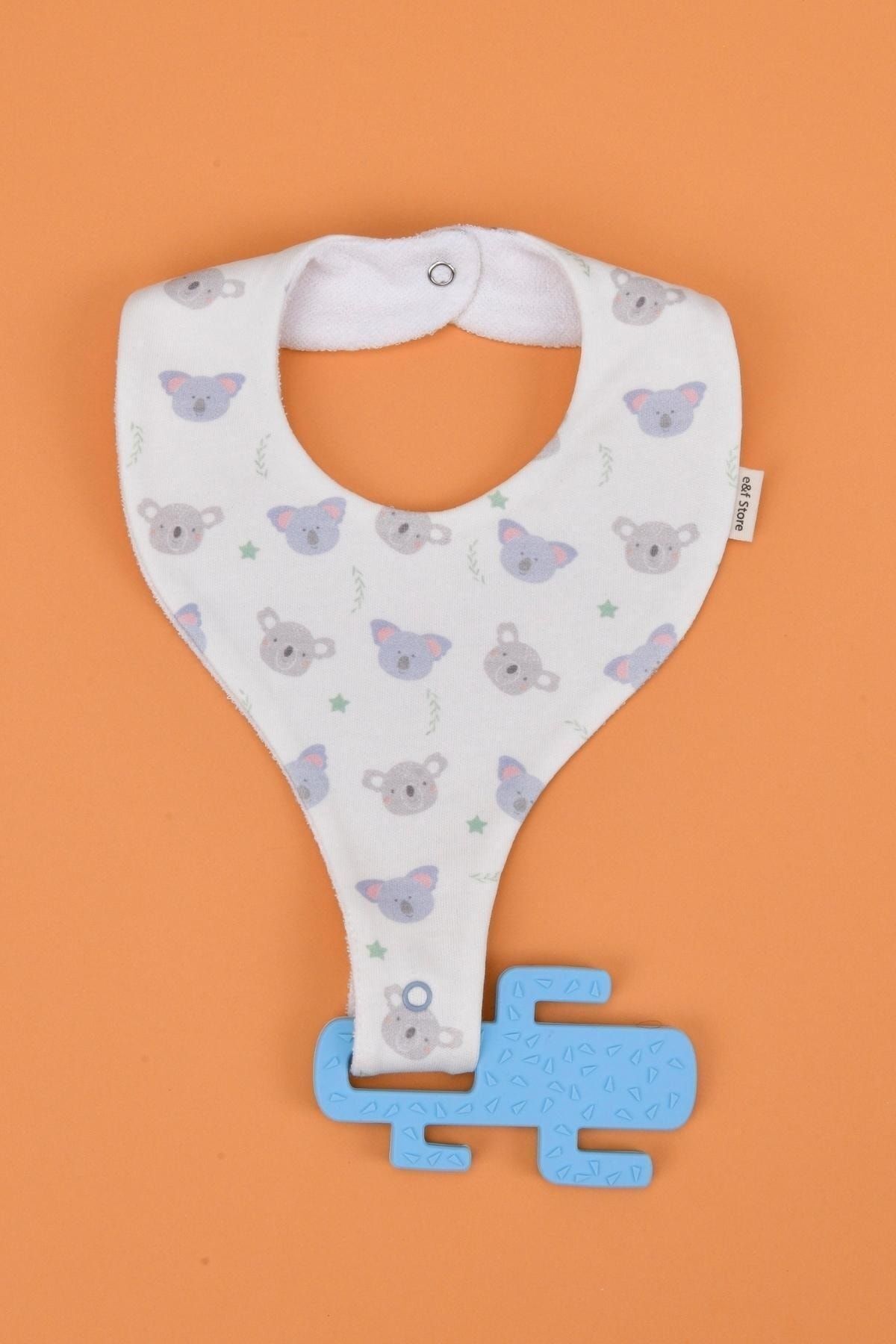 e&f Store Erkek Bebek Sıvı Geçirmez Emzik Tutucu Mama Önlüğü Seti fotoğrafı 4 (önizleme)