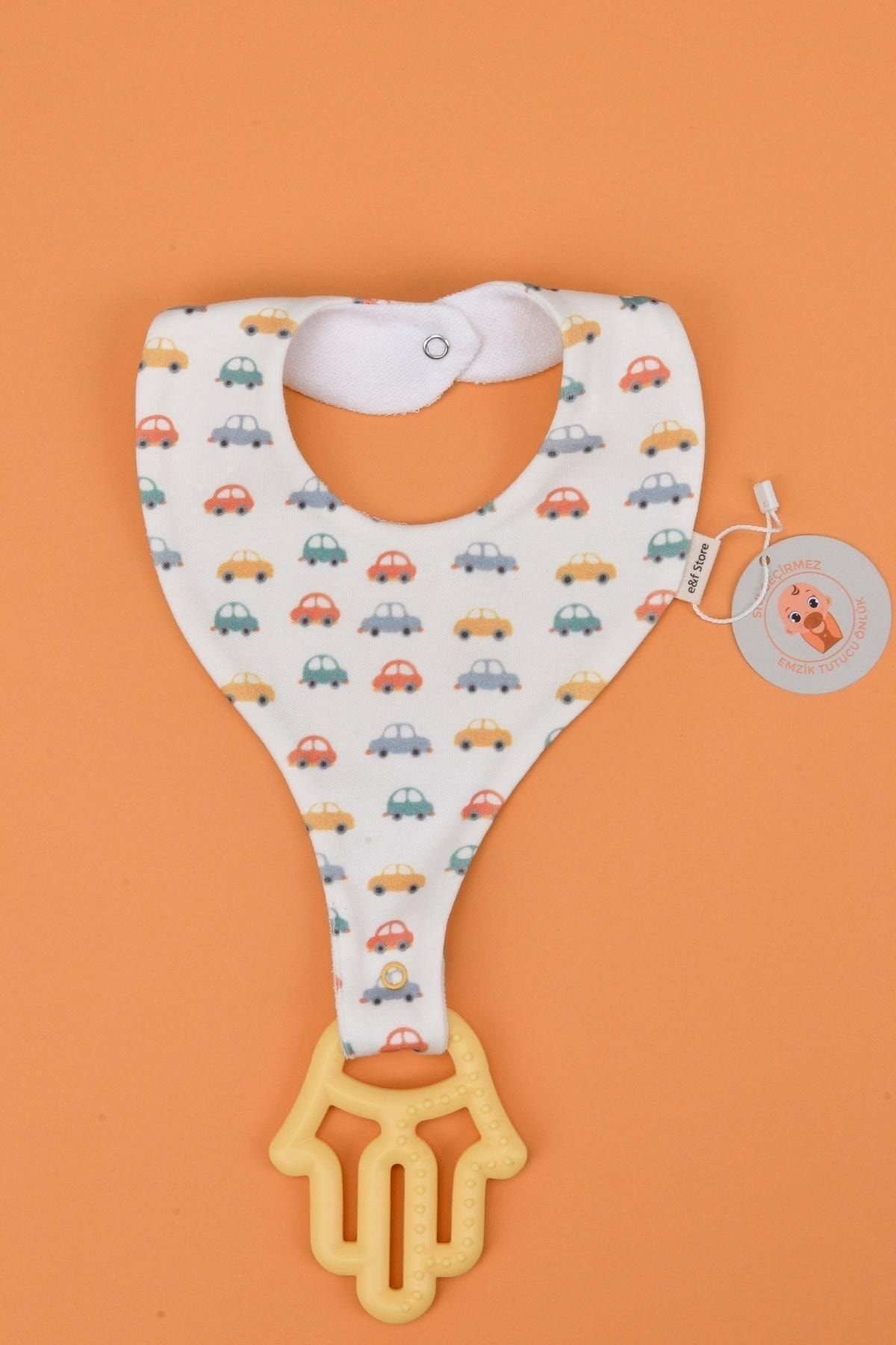 e&f Store Erkek Bebek Sıvı Geçirmez Emzik Tutucu Mama Önlüğü Seti fotoğrafı 2 (önizleme)