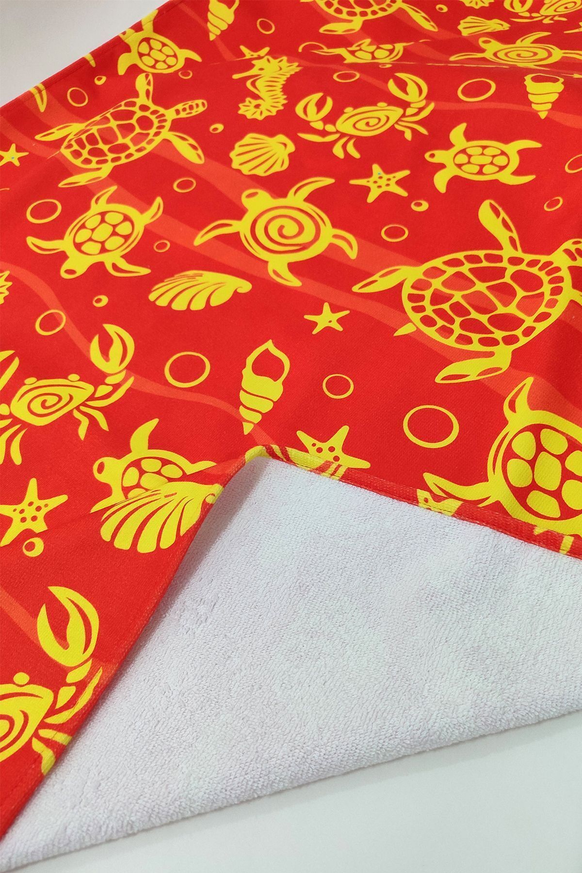 VEVİEN HOME-Underwater Pattern Digital Printed 75x150 Cm Beach Towel RED 2