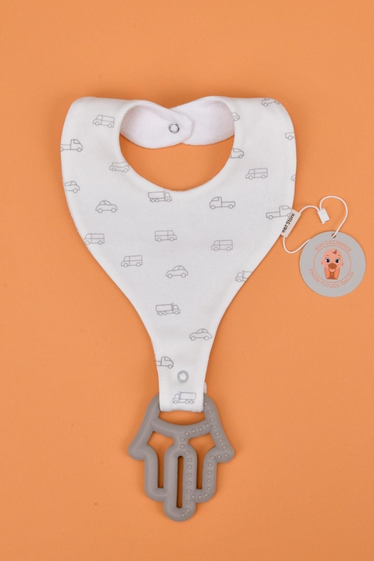 e&f Store Erkek Bebek Sıvı Geçirmez Emzik Tutucu Mama Önlüğü Seti fotoğrafı 6 (önizleme)