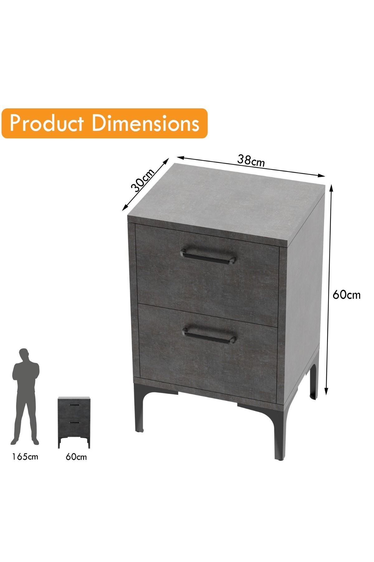 Mahmayi-Modern Stand: 2 Soft-Close Drawers, Versatile Use, Easy Assembly, Lightweight - Anthracite 5