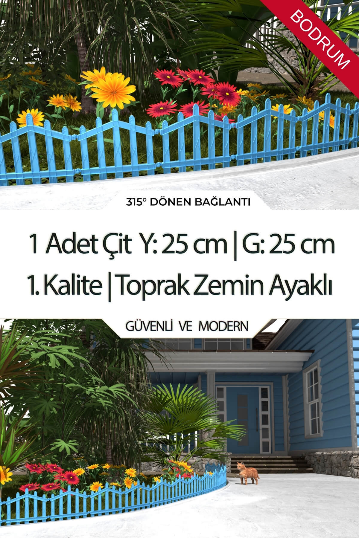ZiDi Plastik Dekoratif Plastik Bahçe Çiti ve Peyzaj Çiti 1 ADET ÇİT (Y ...