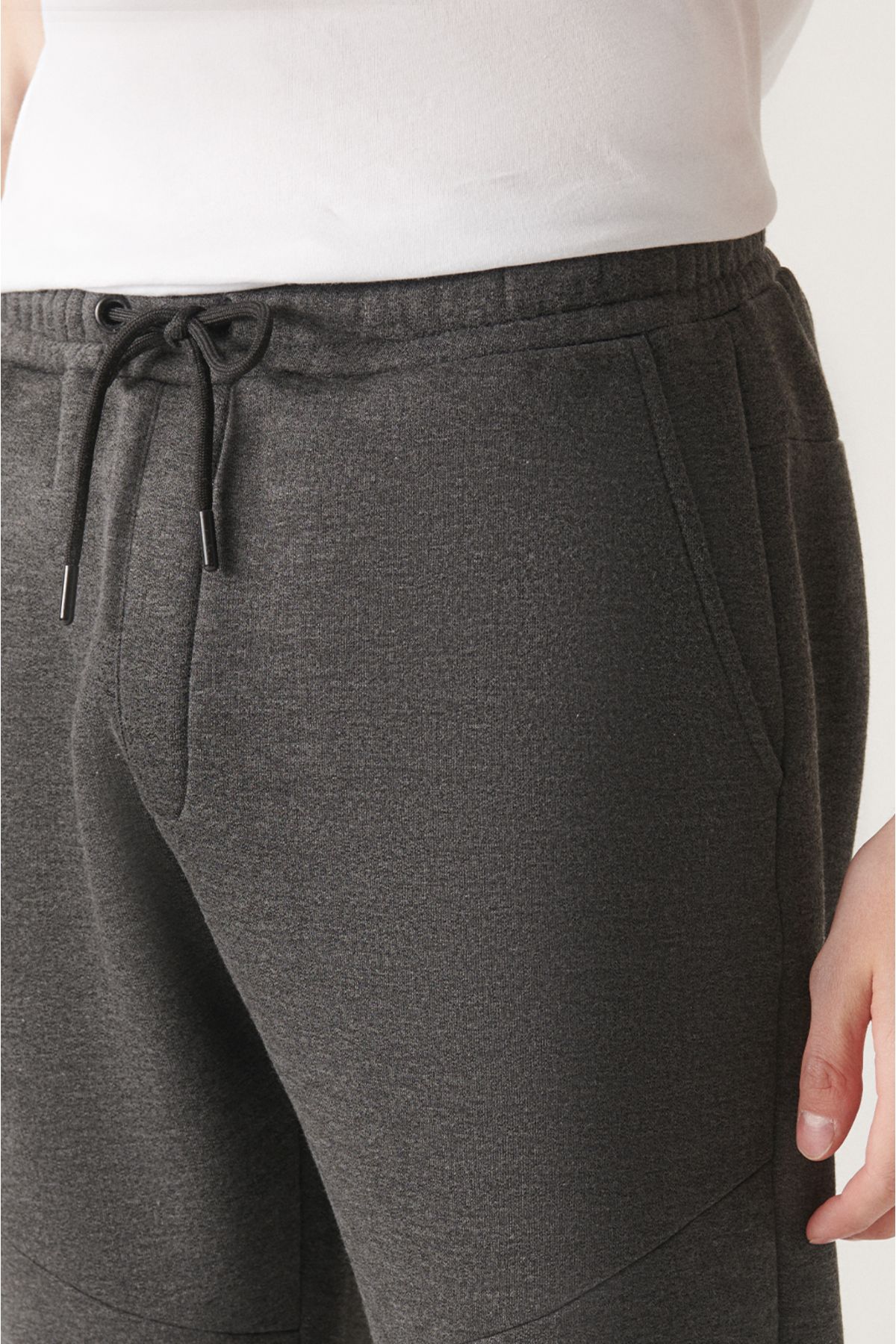 Erkek Antrasit Parçalı Regular Fit 3 Iplik Jogger Eşofman Altı A22y3430