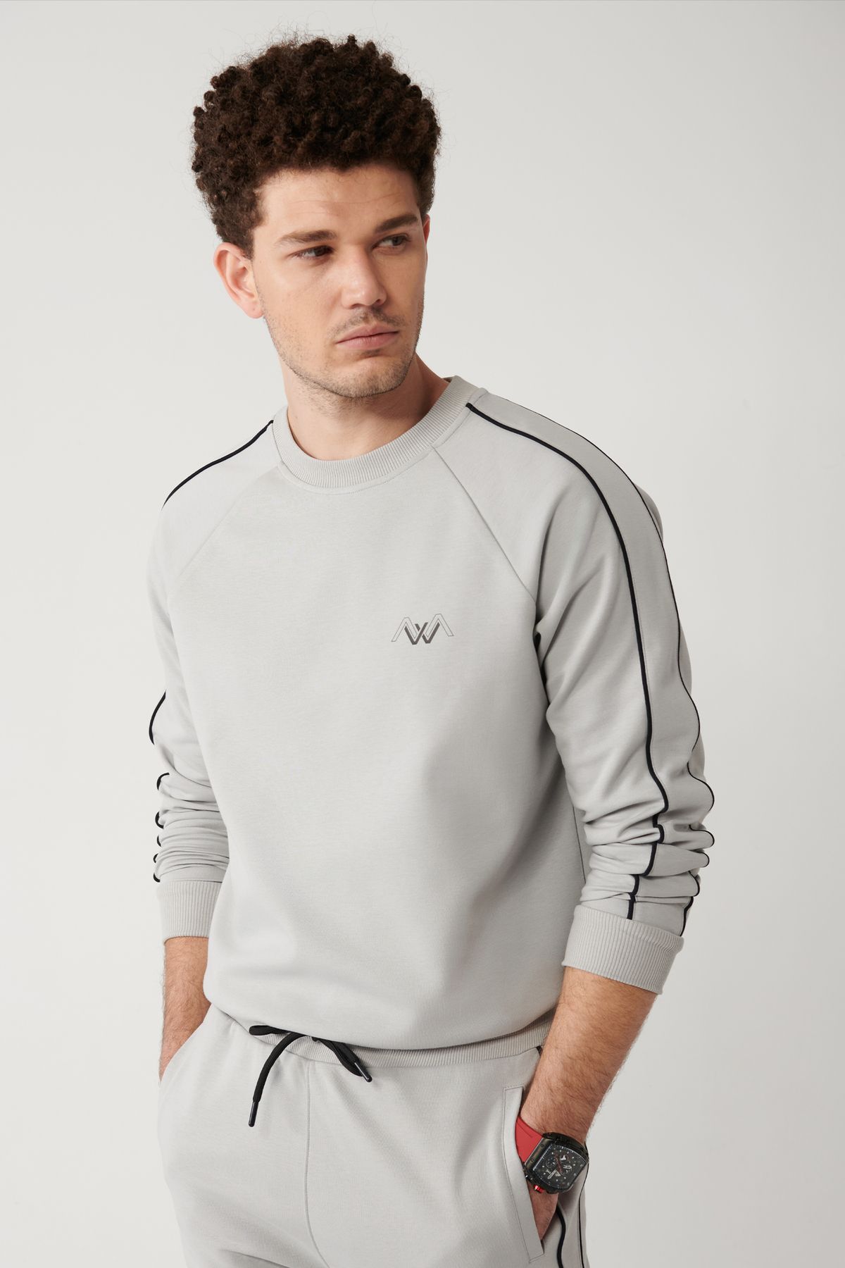 mâle gris interlok reglan sweatshirt a32y1196