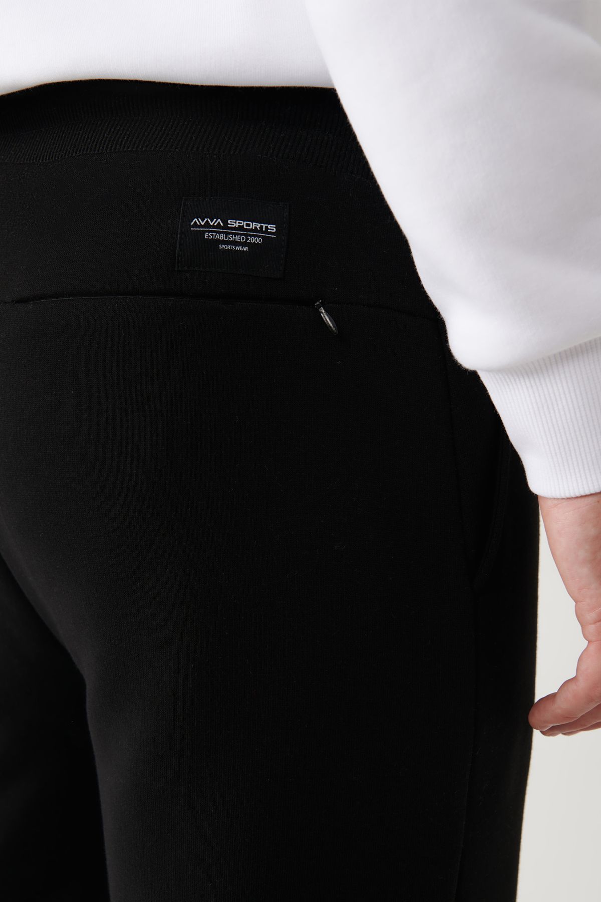 Erkek Siyah Jogger Eşofman Altı Beli Bağcıklı 3 Iplik Şardonsuz Paçası Lastikli Regular Fit A32y346