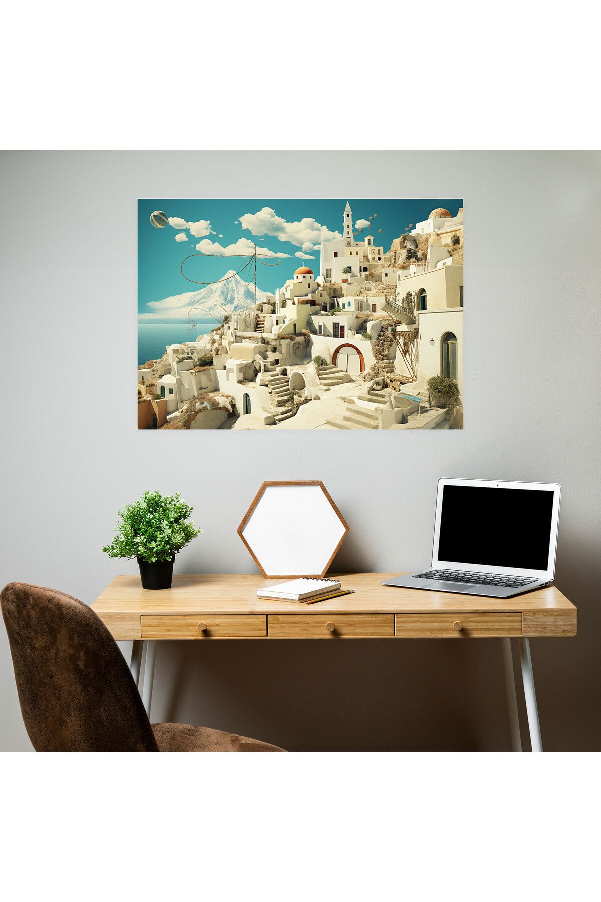 PaintedAnarchy-Santorini Wall Art - Surreal Collage, Canvas Print 2