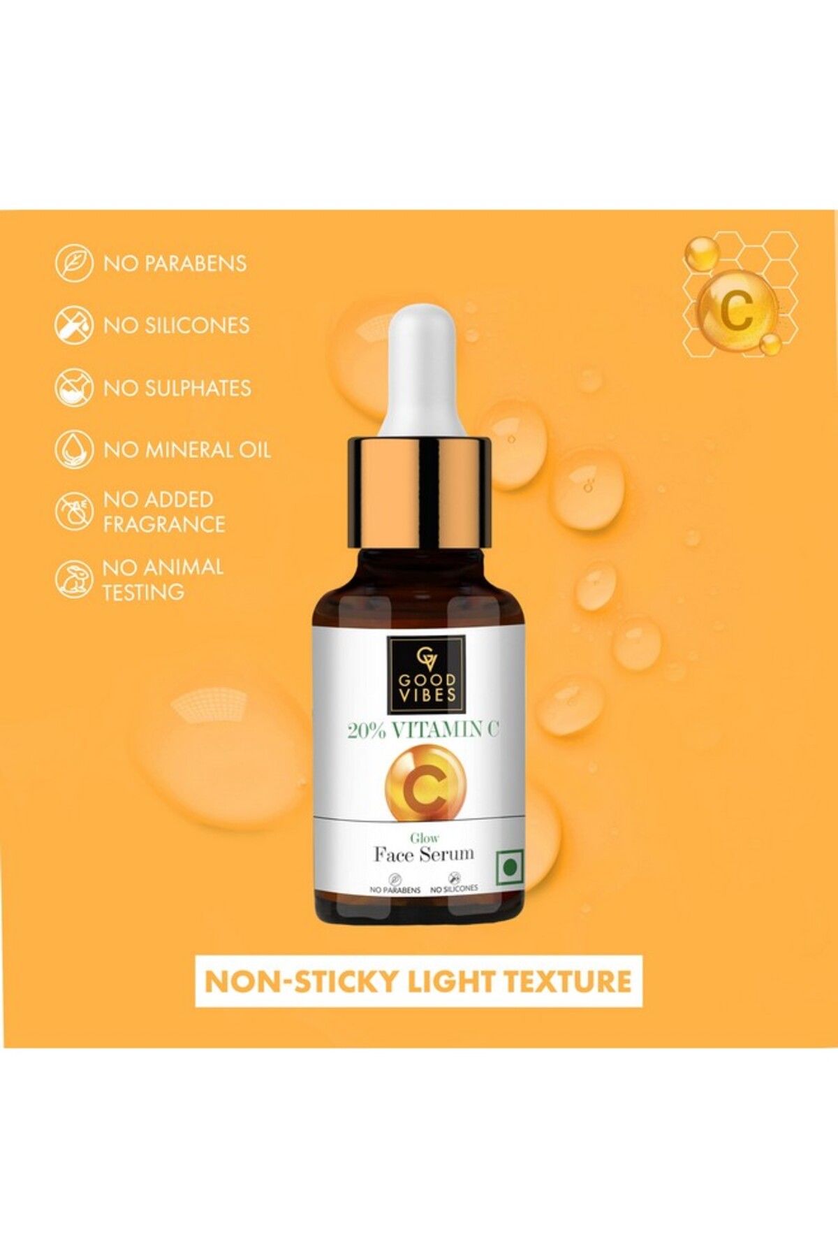 Good Vibes-20% Vitamin C Serum, 10 ml Light Weight Moisturizing Age Defying Face Serum 5