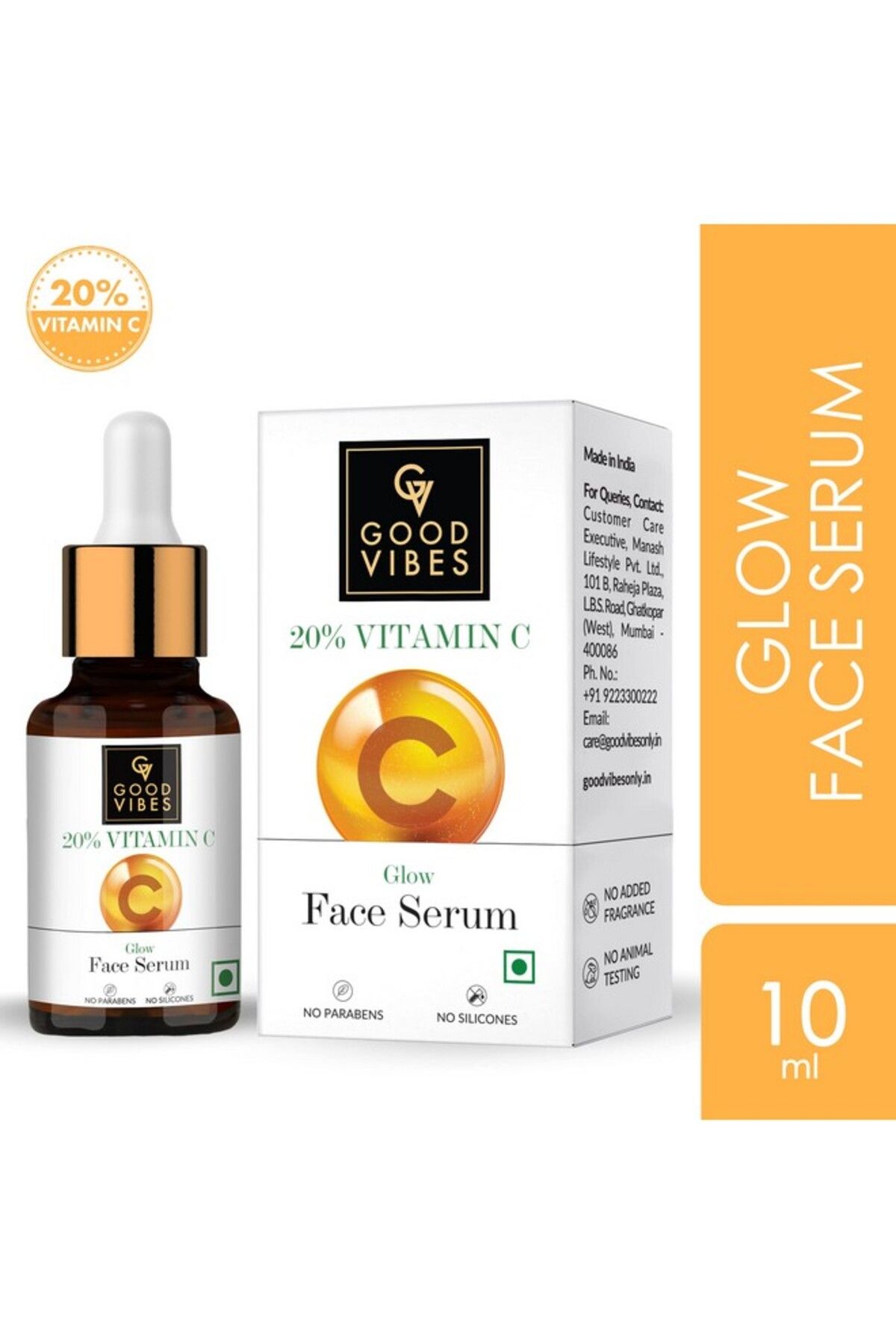 Good Vibes-20% Vitamin C Serum, 10 ml Light Weight Moisturizing Age Defying Face Serum 2