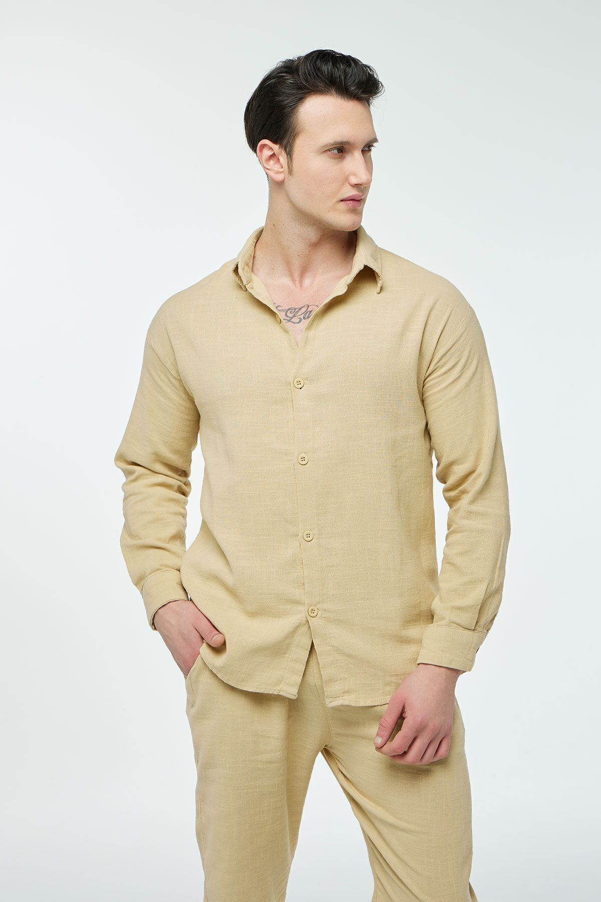 Quagga-Men's Summer Cotton Linen Set - Stylish and Comfortable Shirt and Pants Set 3