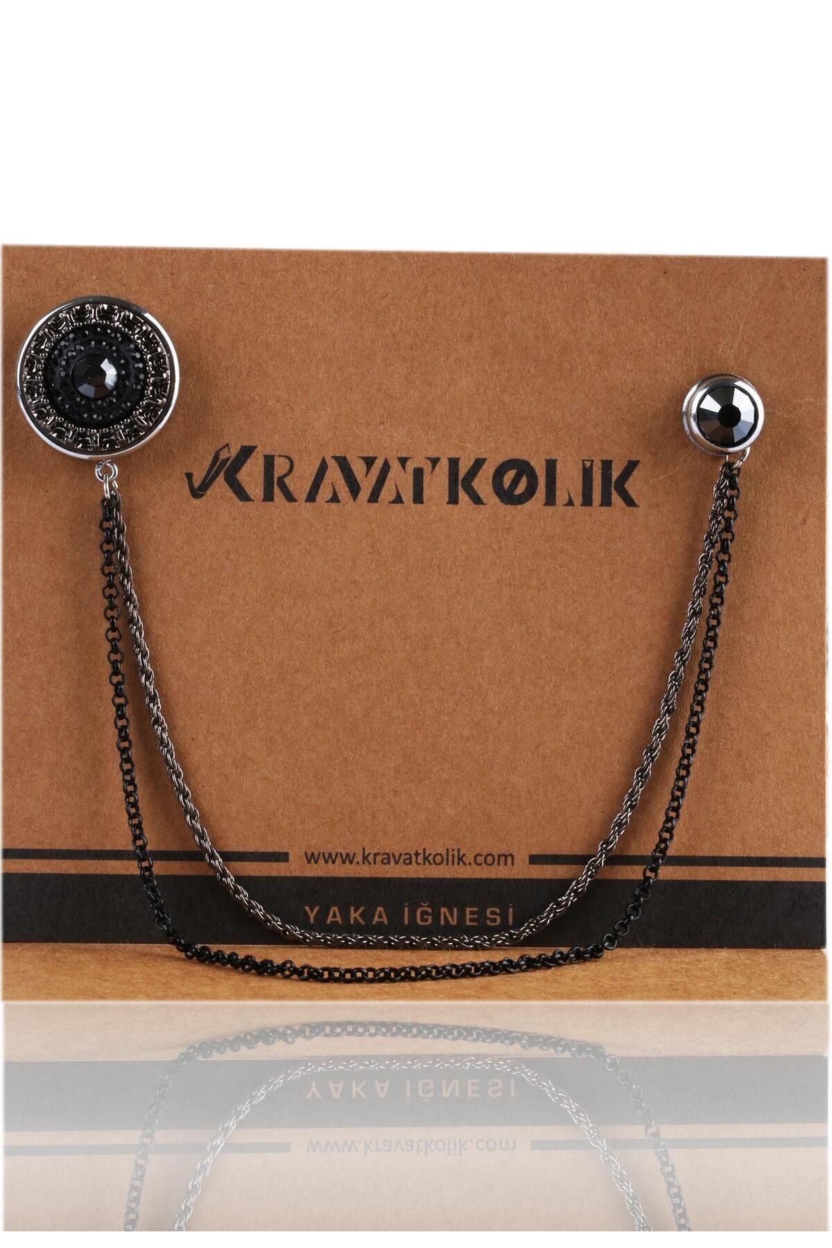  سنجاق سینه زنجیری سنگ هماتیت مشکی YI213