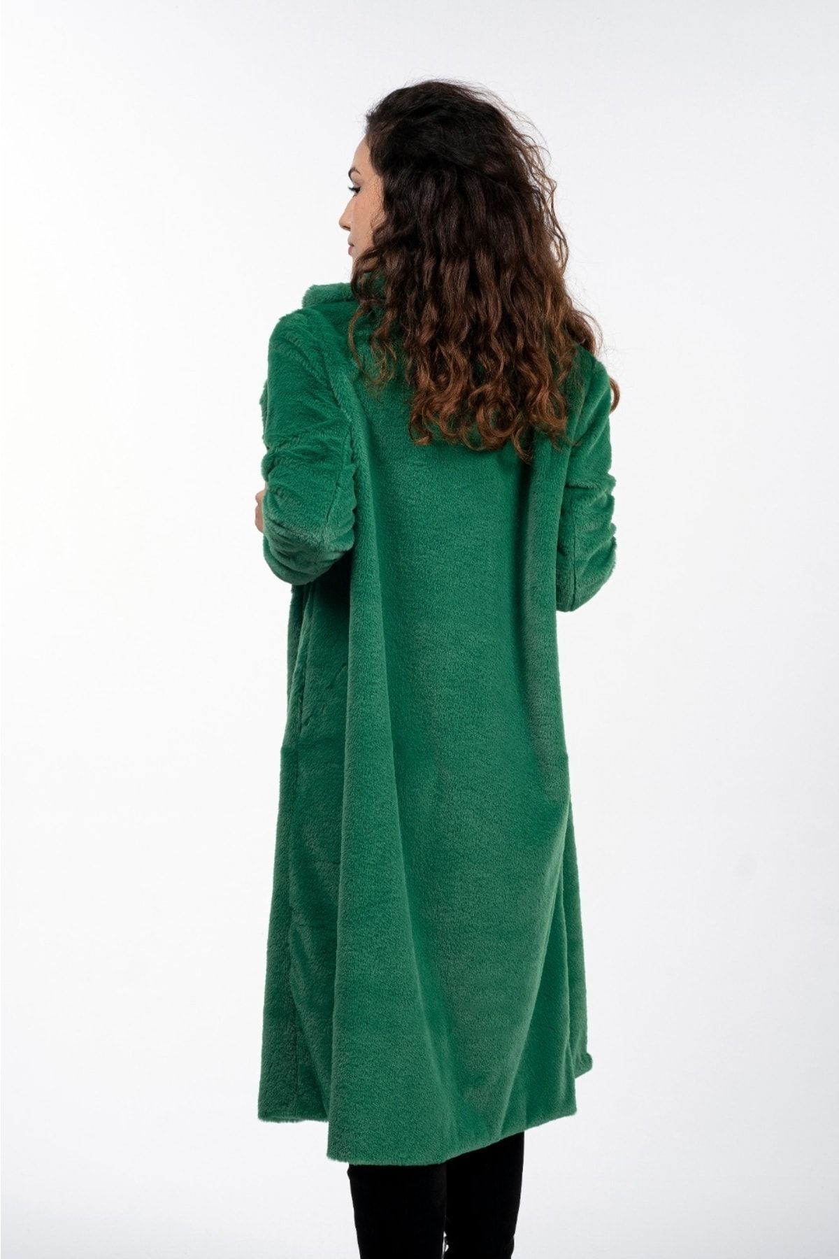 KürkZone  Kadın Yumuşacık Peluş Kürk Kaban - Görsel 2