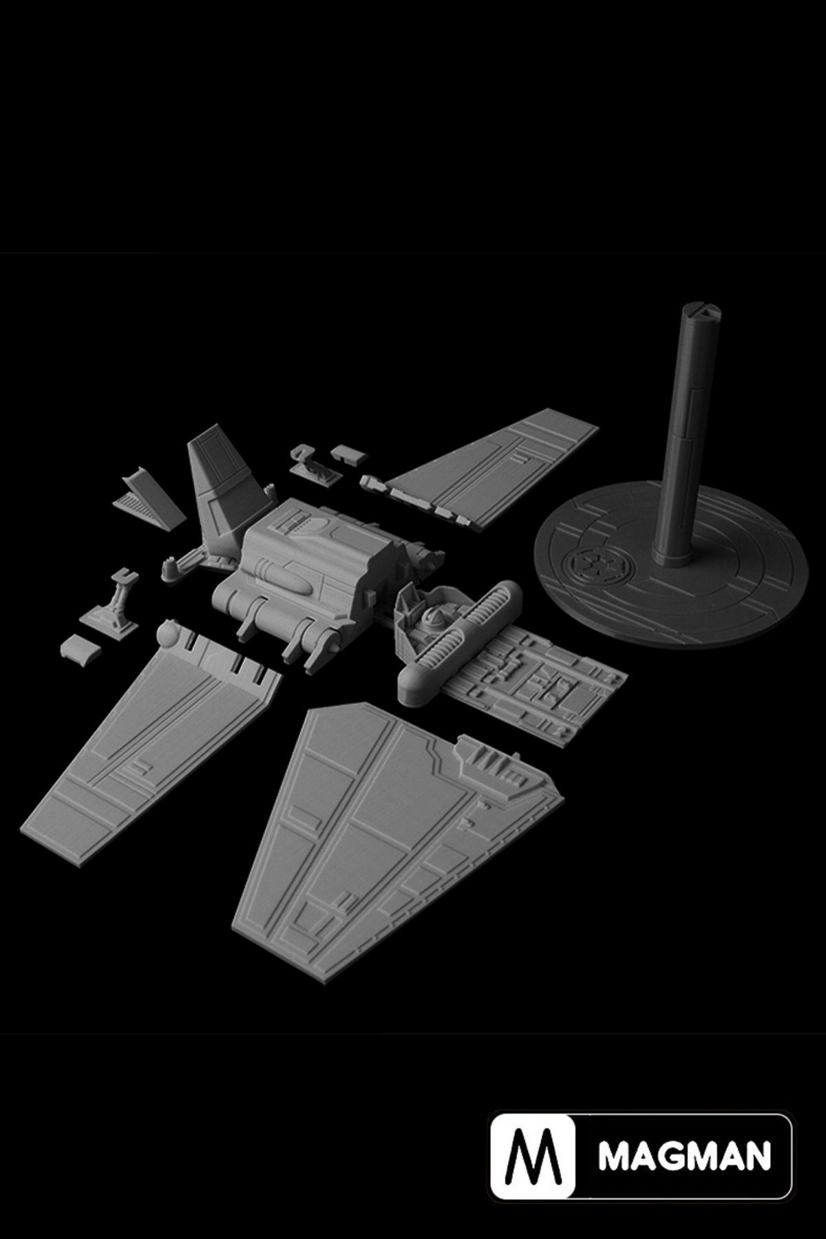 MagMan-sTar-Wars T4a Lambda Class shuttle - 10 Piece spacecrafT ConsTrucTion seT, Gray and Black OrnamenTal Figure 3