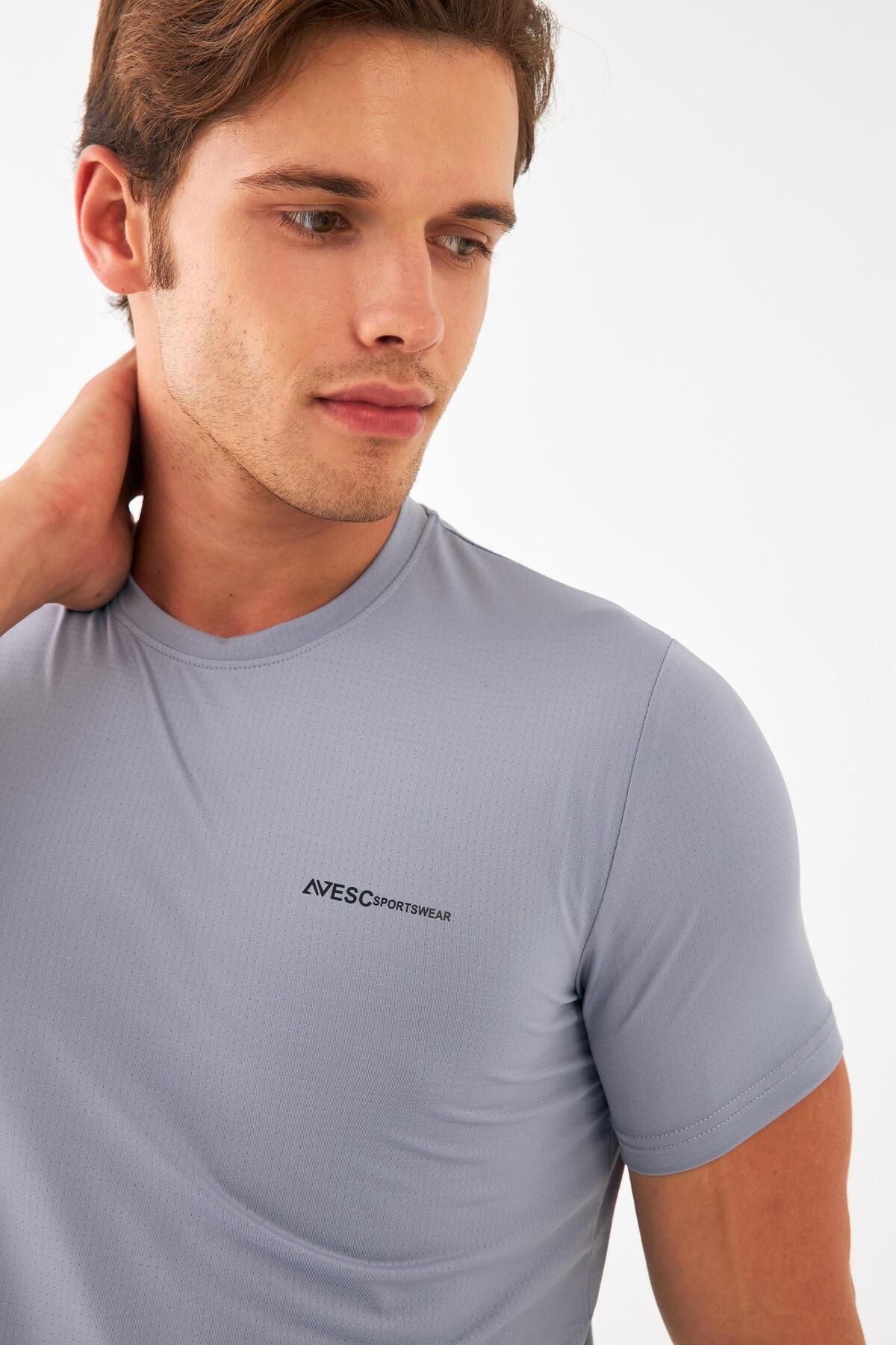 تی شرت ورزشی مردانه پیراهن SLIMFIT T0087 TRETHING MINI GACQUARD FARTHING COLLAR GRY Escetic