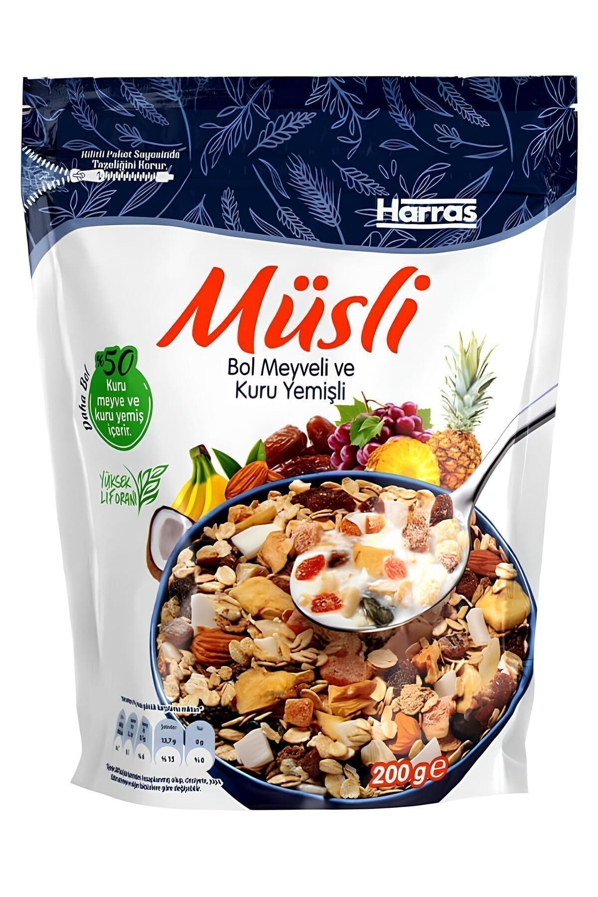 Harras-Muesli with Lots of Fruits and Dried Nuts 200gr x 4 Pieces 3