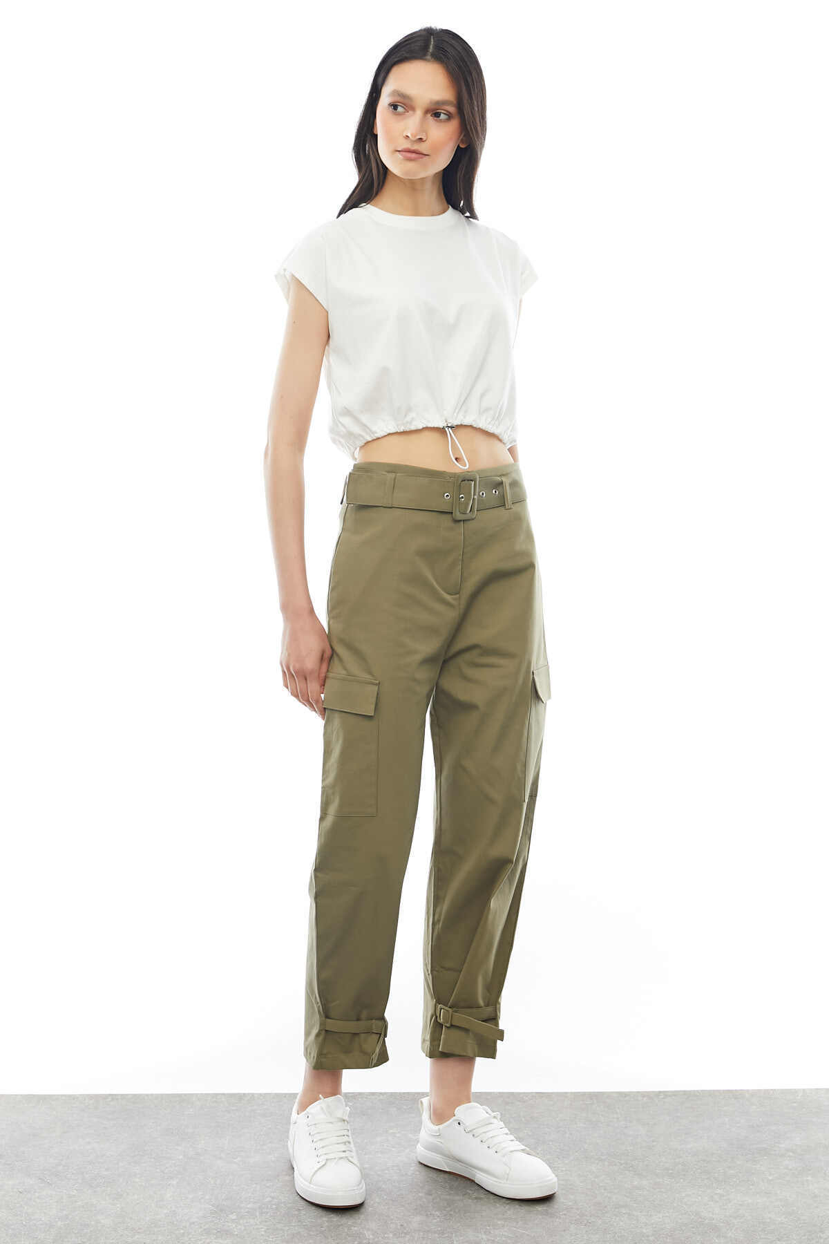 PAULMARK  KADIN KEMERLİ TOKALI YANDAN CEPLİ PANTOLON PT9112 - Görsel 6