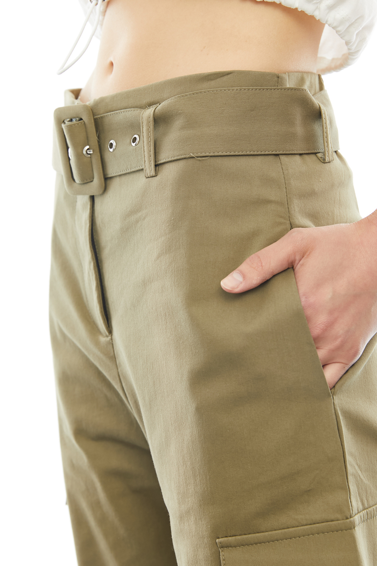 PAULMARK  KADIN KEMERLİ TOKALI YANDAN CEPLİ PANTOLON PT9112 - Görsel 7