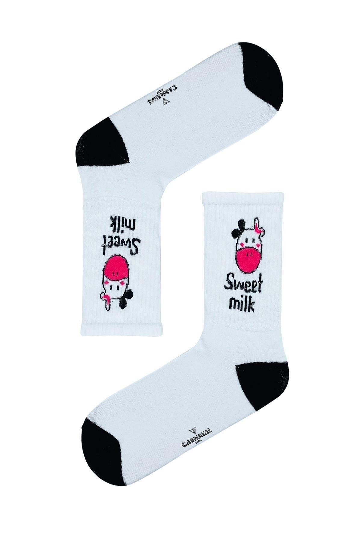 CARNAVAL SOCKS-Șosete sport colorate cu model de lapte dulce 1