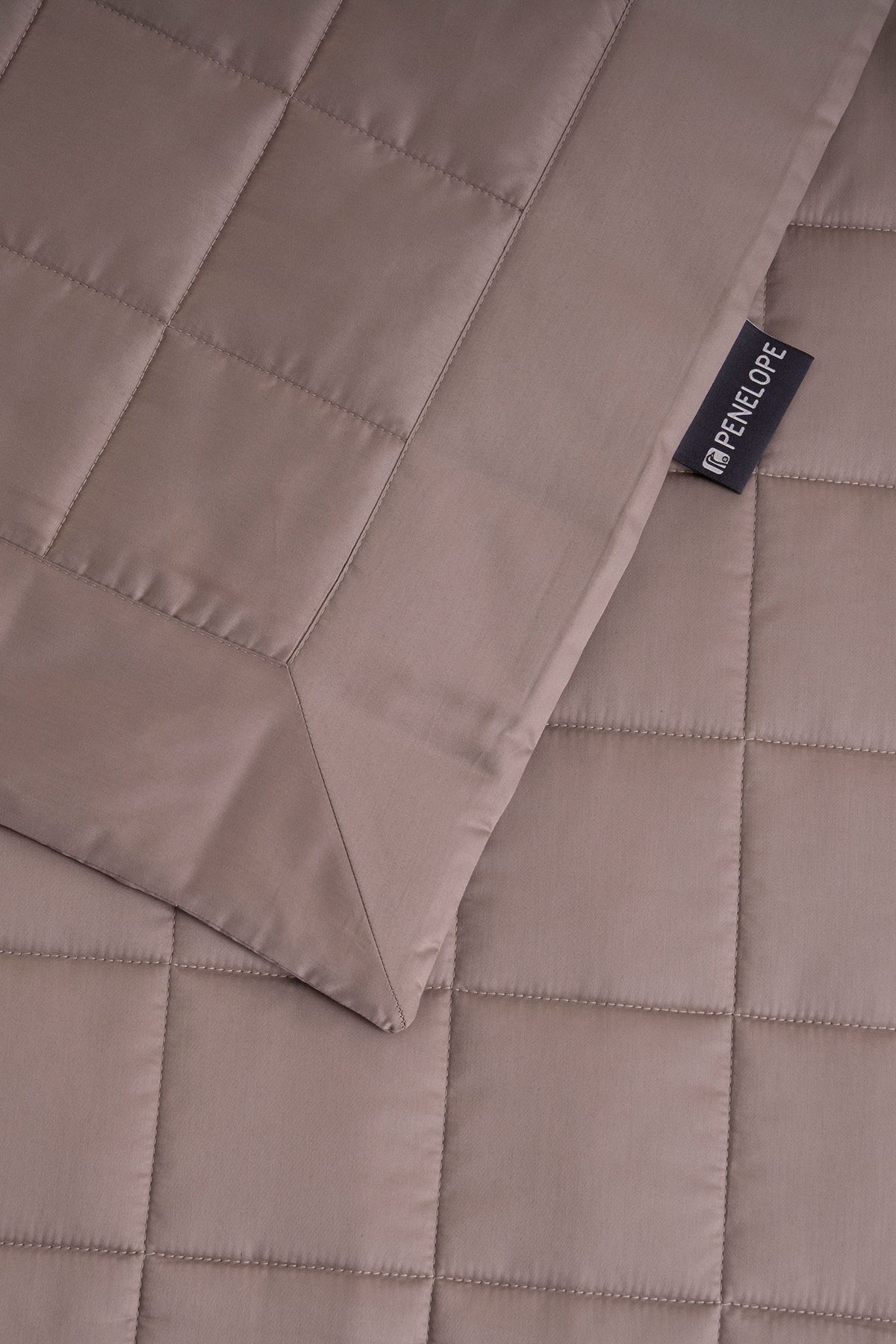 Penelope-Stone Color 100% Cotton Satin Bedspread - 300X280 cm Lia Series 7