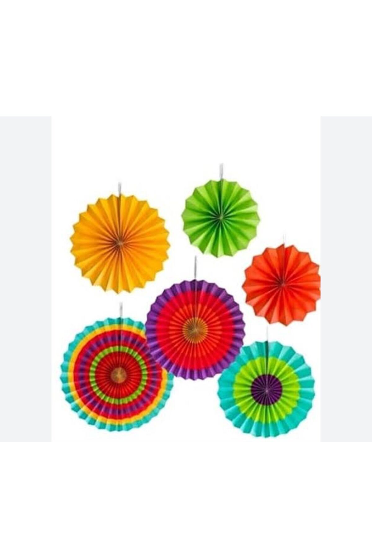 Partifabrik Renkli Karışık Yelpaze Süs Seti 6 lı
